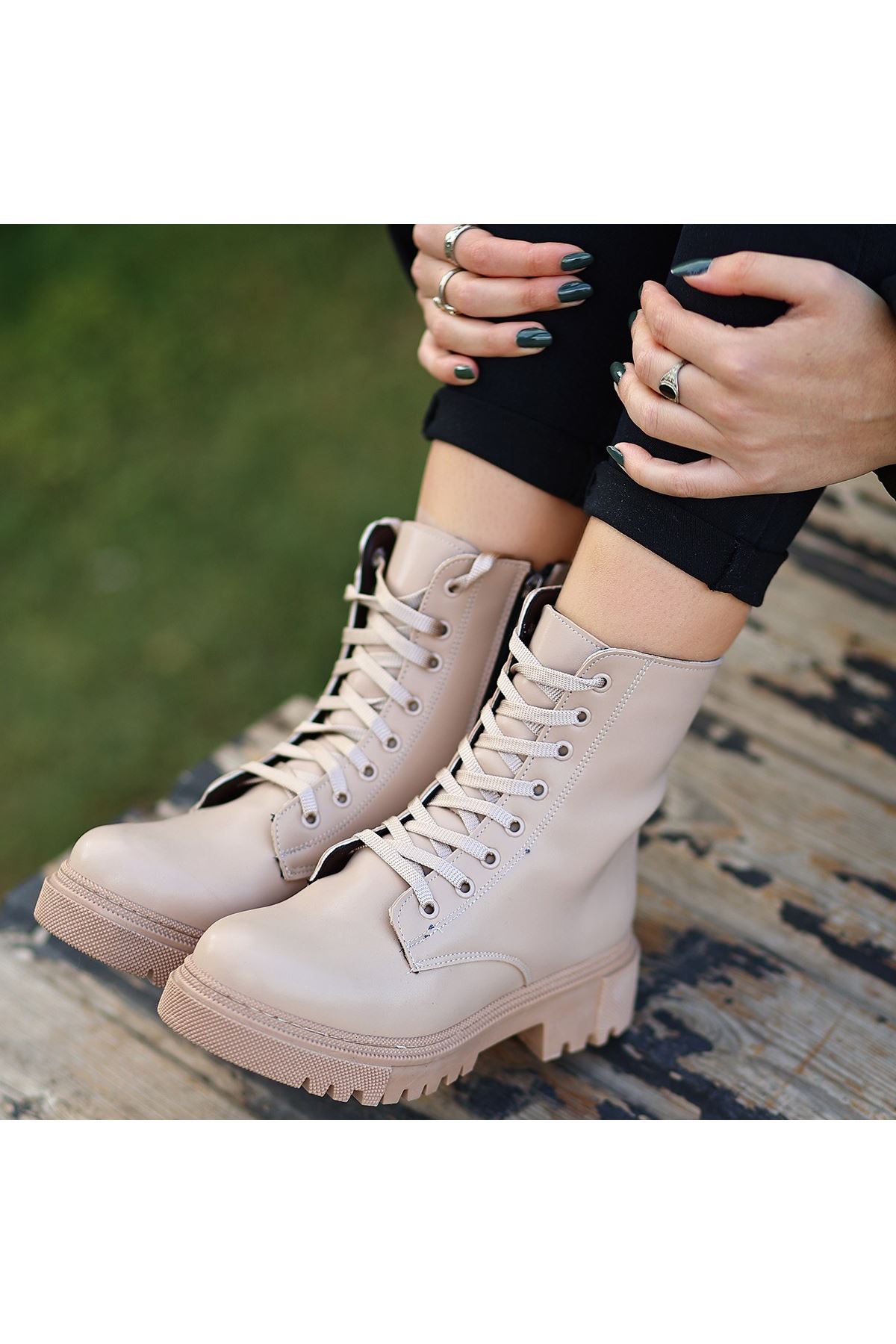 Bria  Nude Cilt Bağcıklı Bot