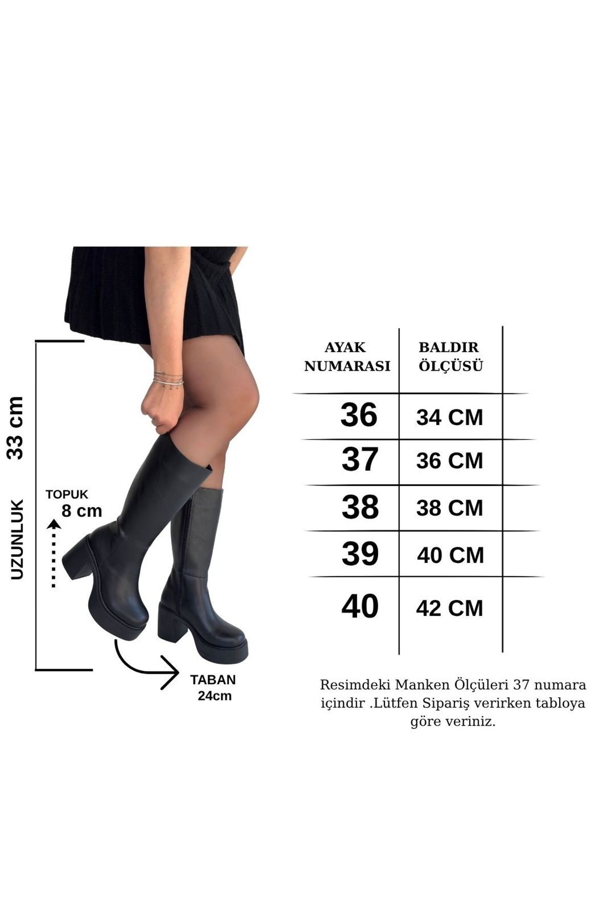 Disan Siyah Cilt Topuklu Çizme