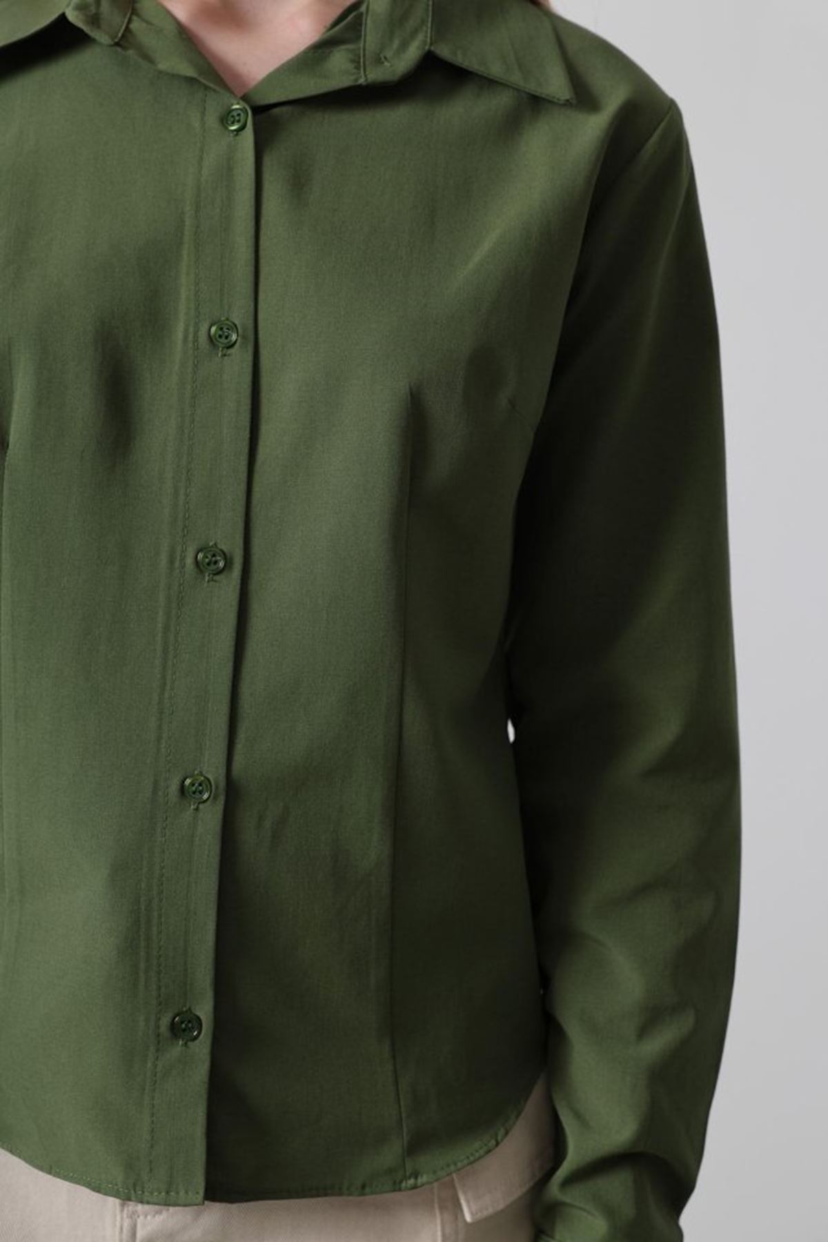 Basic Gömlek - Koyu Haki