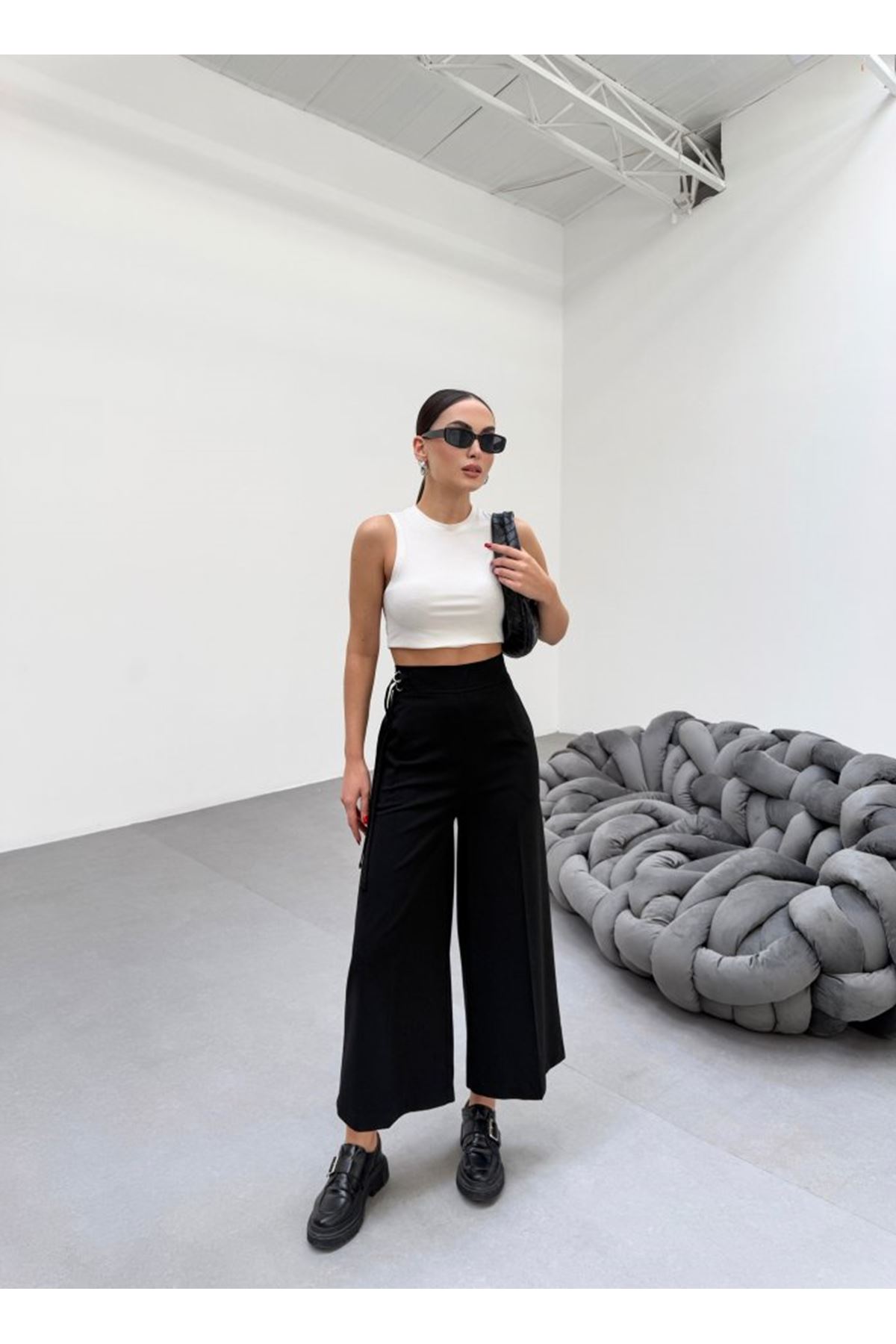 230 Gr Poly Viscose Full Lycra Metal Toka Aksesuarli Pantolon