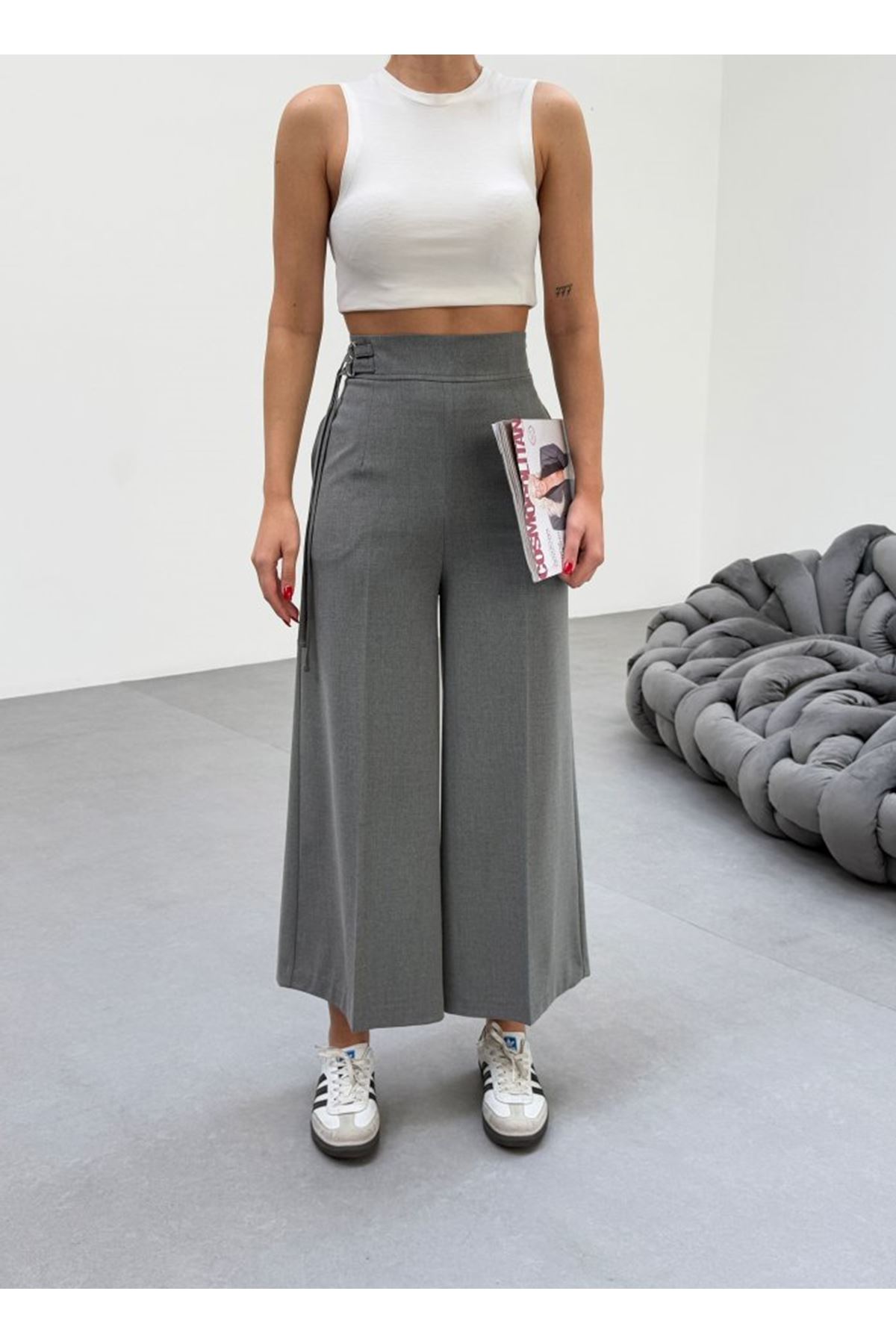 230 Gr Poly Viscose Full Lycra Metal Toka Aksesuarli Pantolon