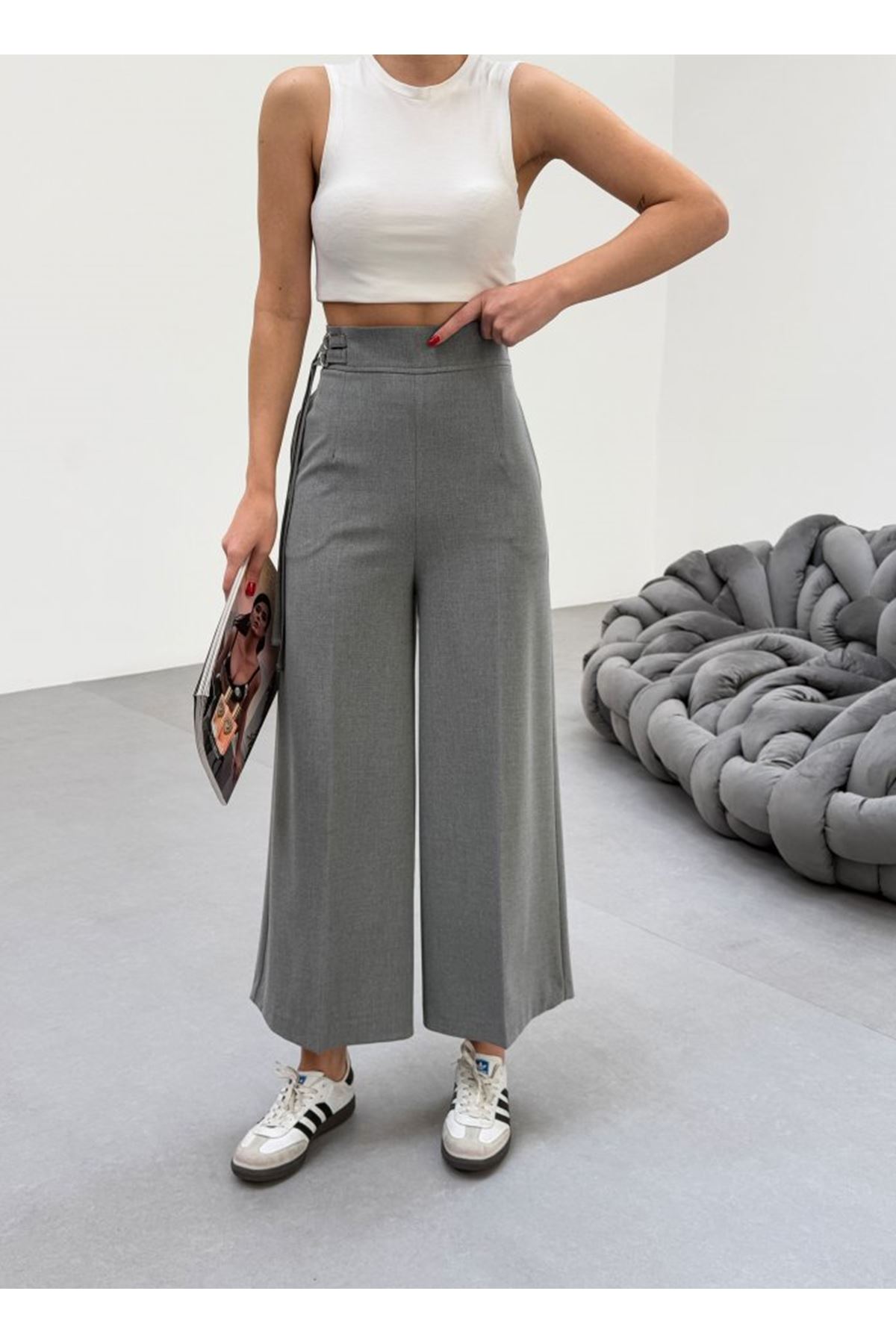 230 Gr Poly Viscose Full Lycra Metal Toka Aksesuarli Pantolon