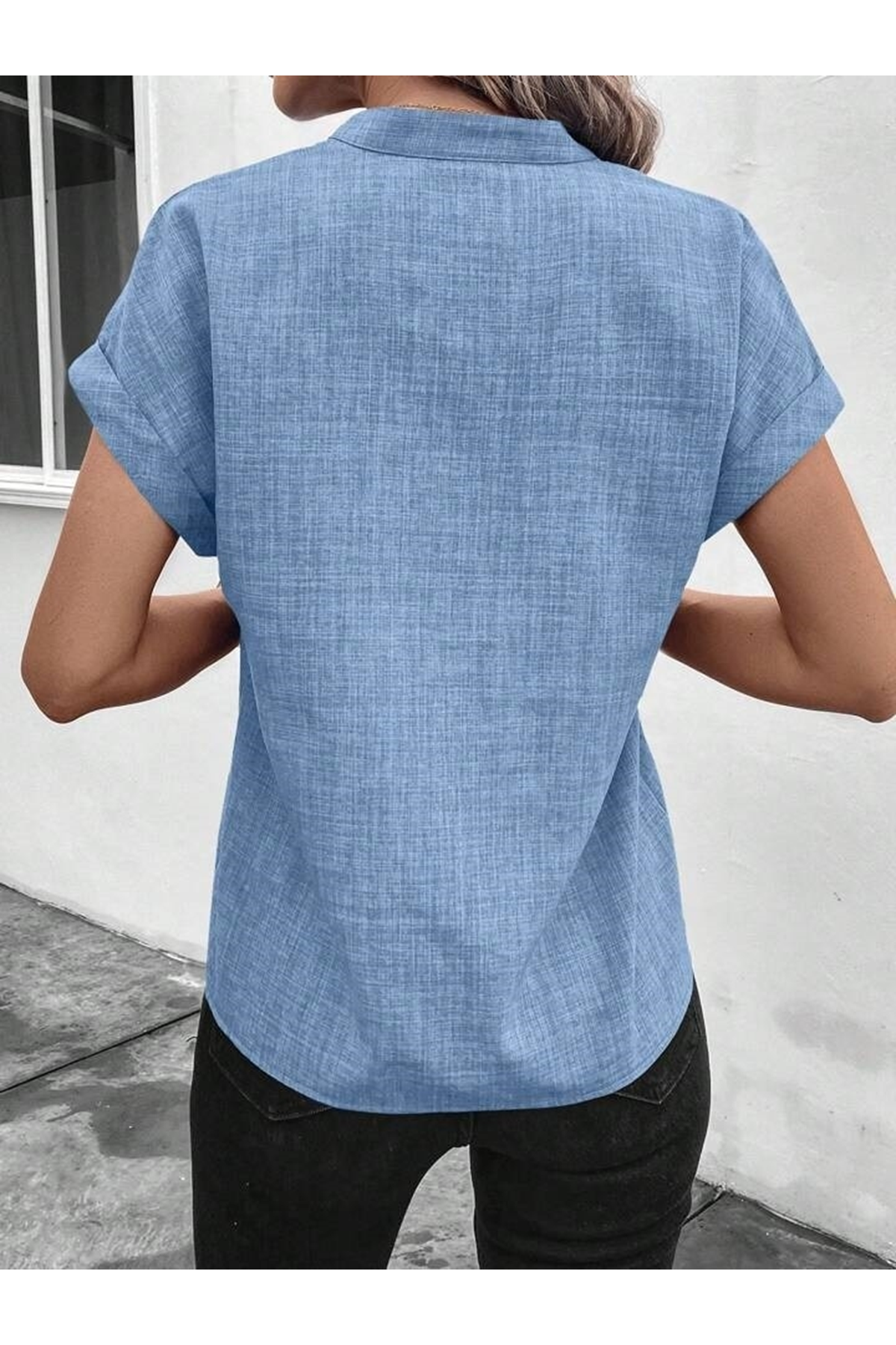 Kadın Kısa Kollu Hakim Yaka Sofya Bluz