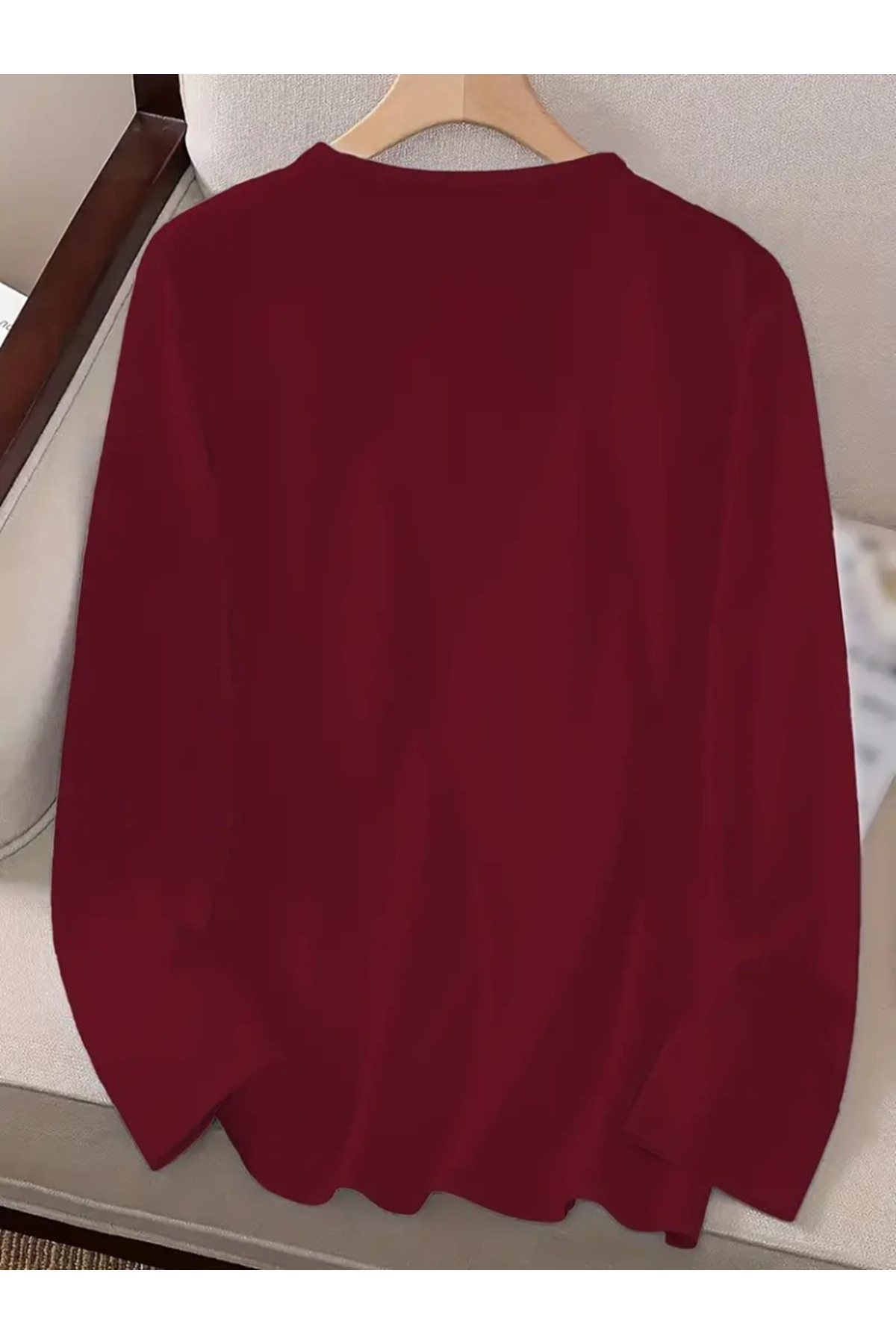 Kadın Uzun Kollu Bisiklet Yaka Gülen Yüz Desenli Viskon Bluz