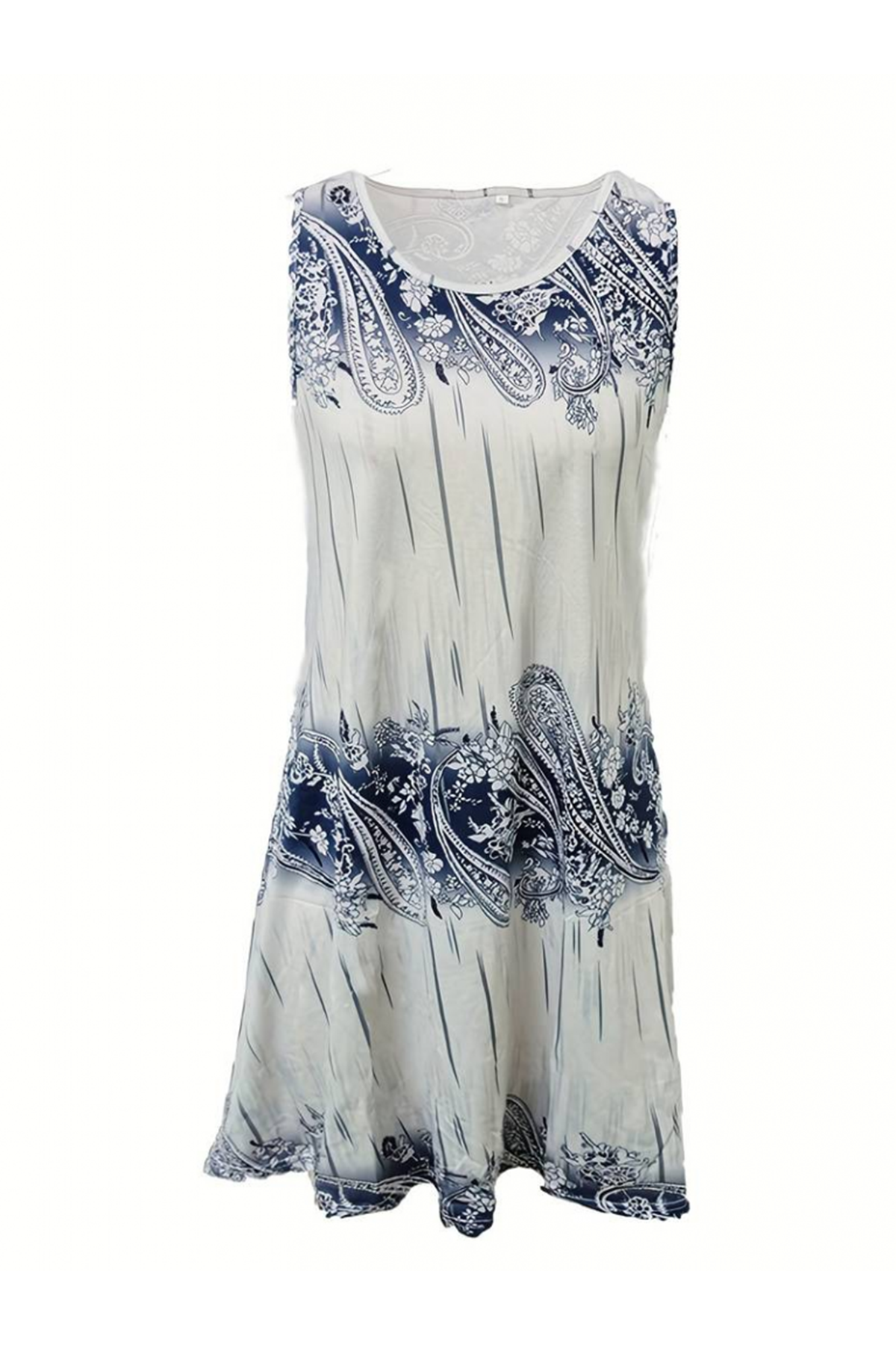 Kadın Kolsuz Bisiklet Yaka Desenli Süprem Elbise