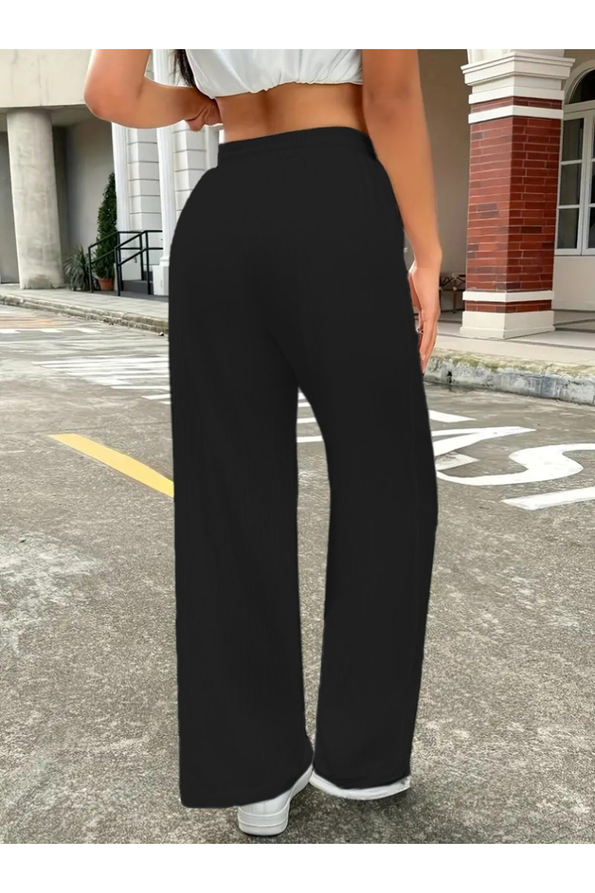 Kadın Yüksek Bel Bol Paça Bürümcük Pantolon