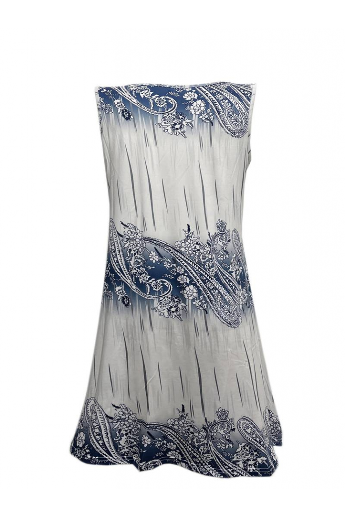 Kadın Kolsuz Bisiklet Yaka Desenli Süprem Elbise