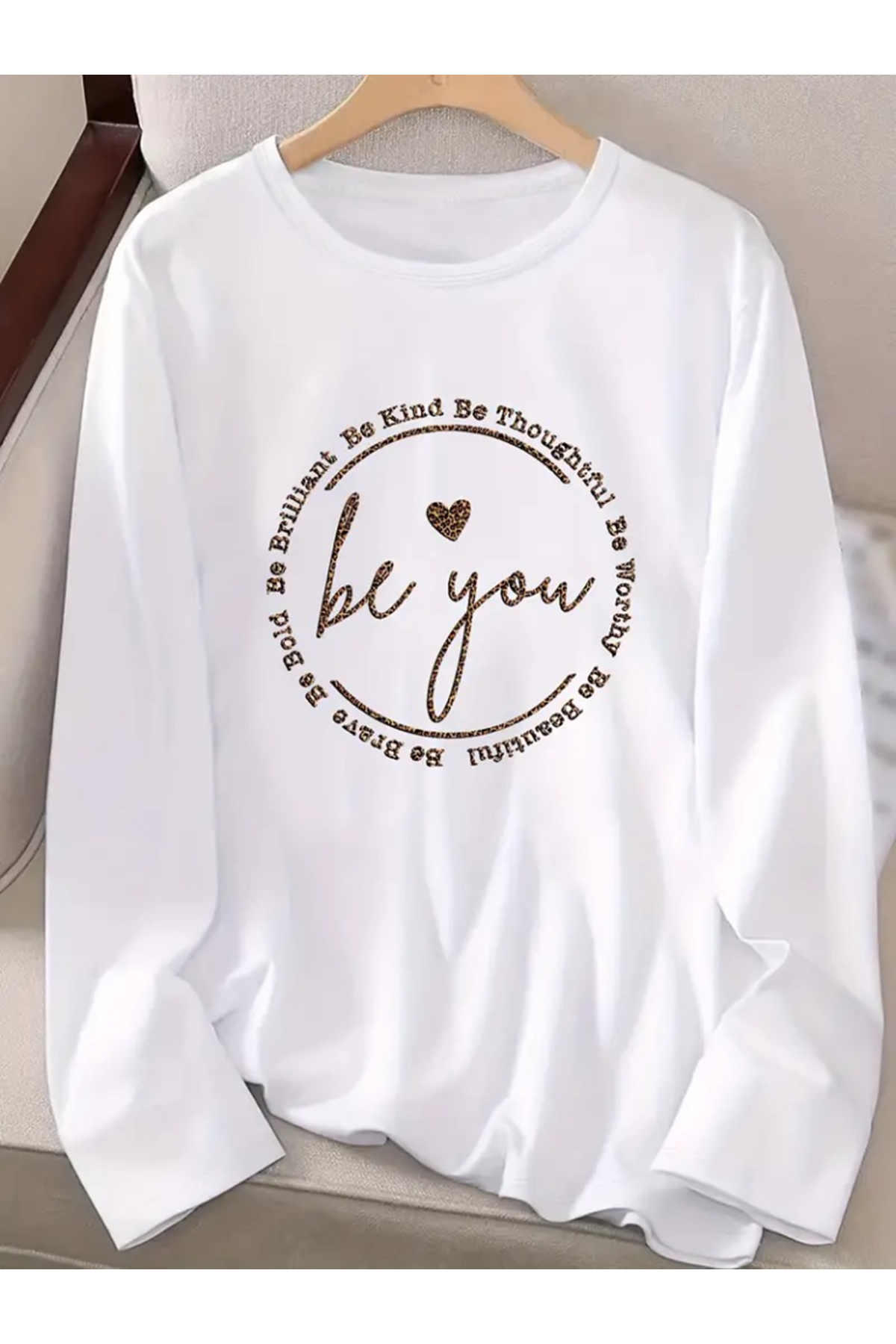 Kadın Uzun Kollu Bisiklet Yakabe Youdesenli Viskon Bluz