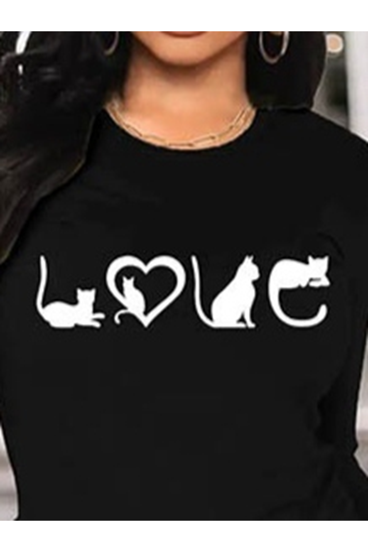 Kadın Uzun Kollu Bisiklet Yaka Baskılı Viskon Bluz