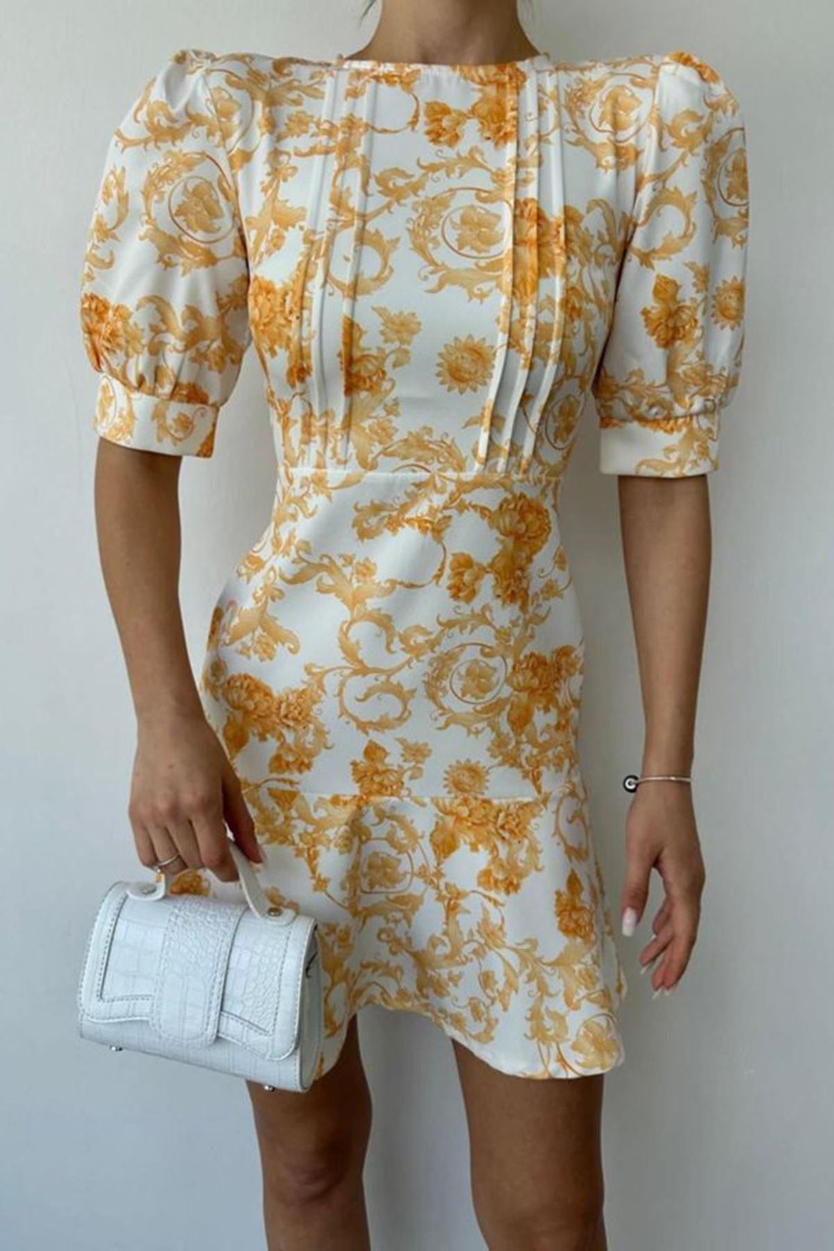 Sarı Çiçekli Elbise