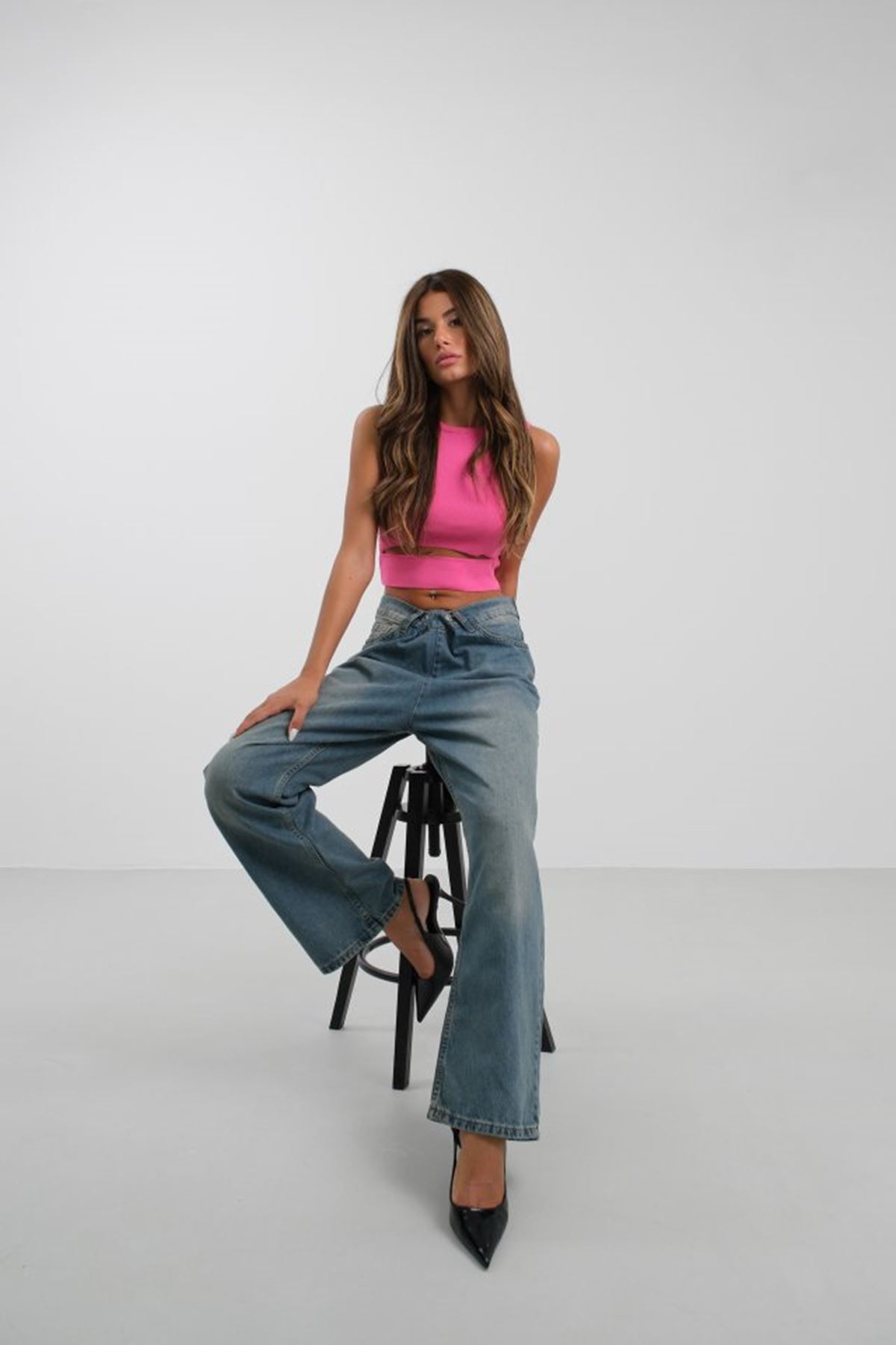 Pencere Detay Triko Bluz