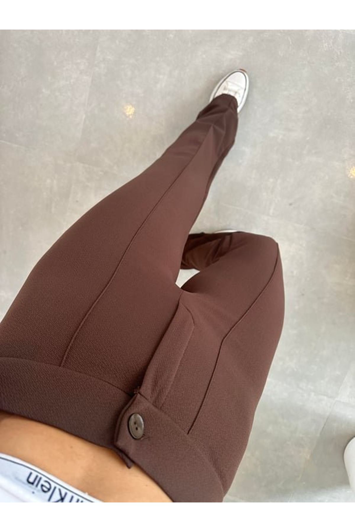 Kadın Yüksek Bel Full Likralı Krep Kumaş Pantolon