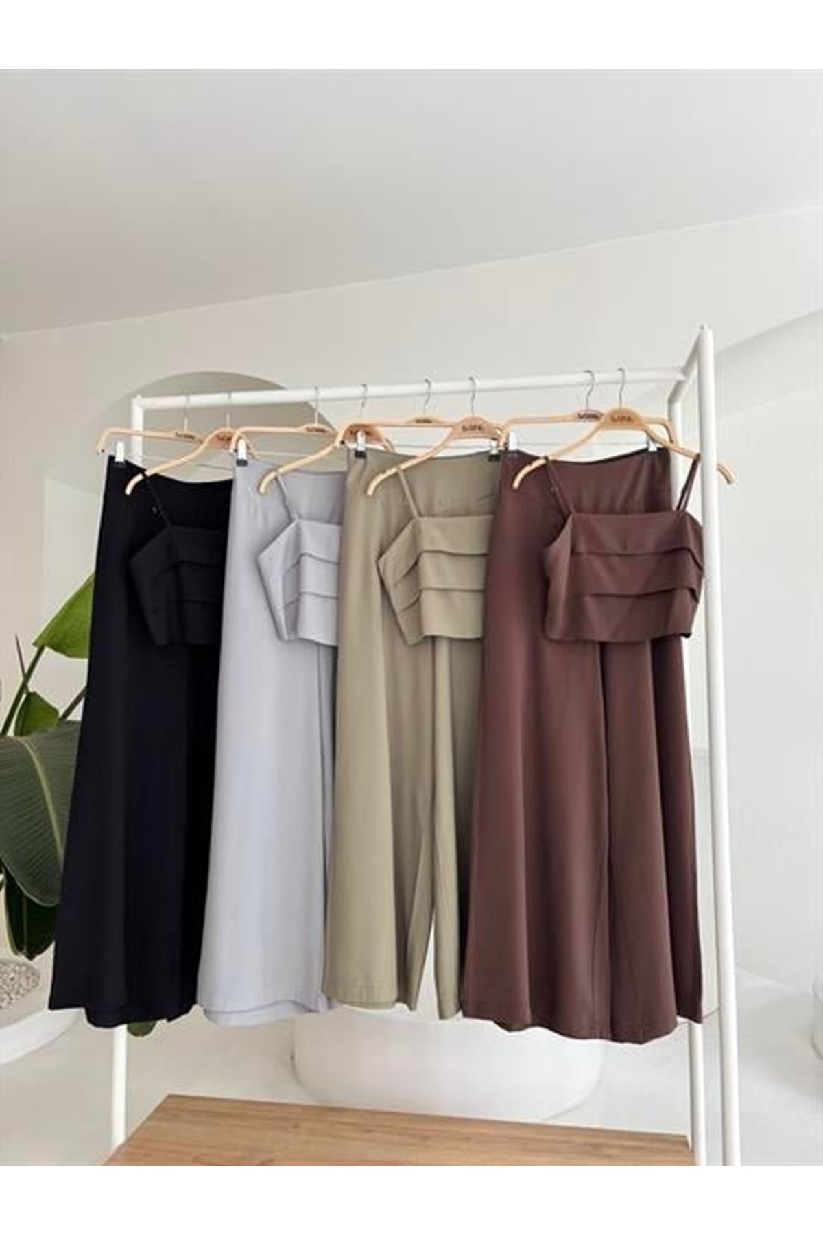 Crop Plazzo Pantolon Takım 10155-08