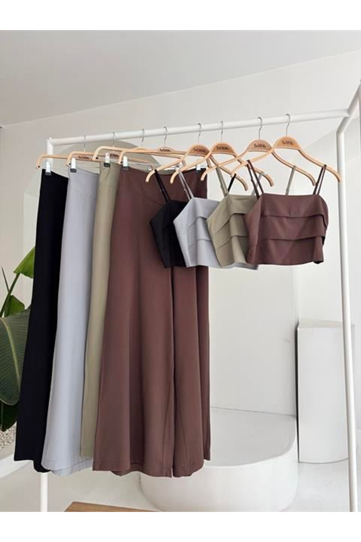 Crop Plazzo Pantolon Takım 10155-08