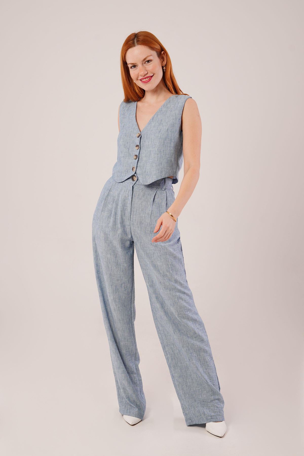 Kırçıllı Desen Mavi Takım