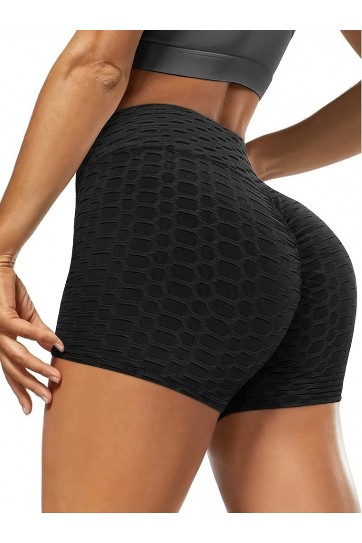 Kadın Arkası Büzgülü Kendinden Desenli Toparlayıcı Mini Tayt