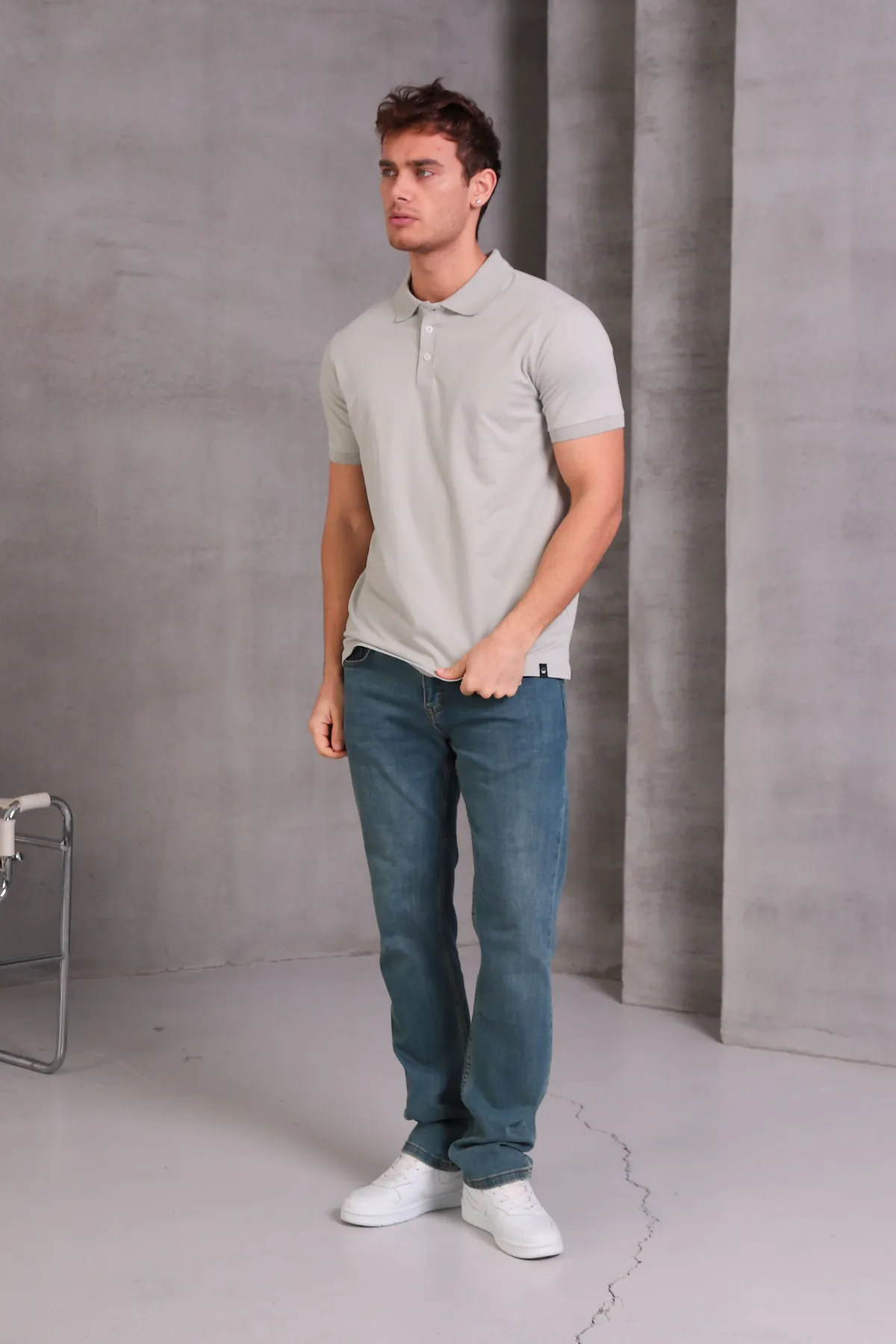 Erkek Slim Fit Pamuklu Yumuşak Doku Nefes Alan Kumaş Yakalı Tişört