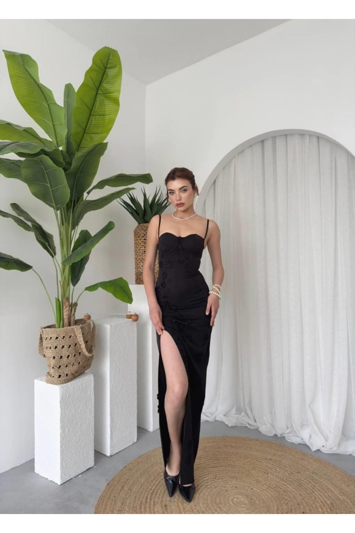 Stor Gül Detaylı Elbise