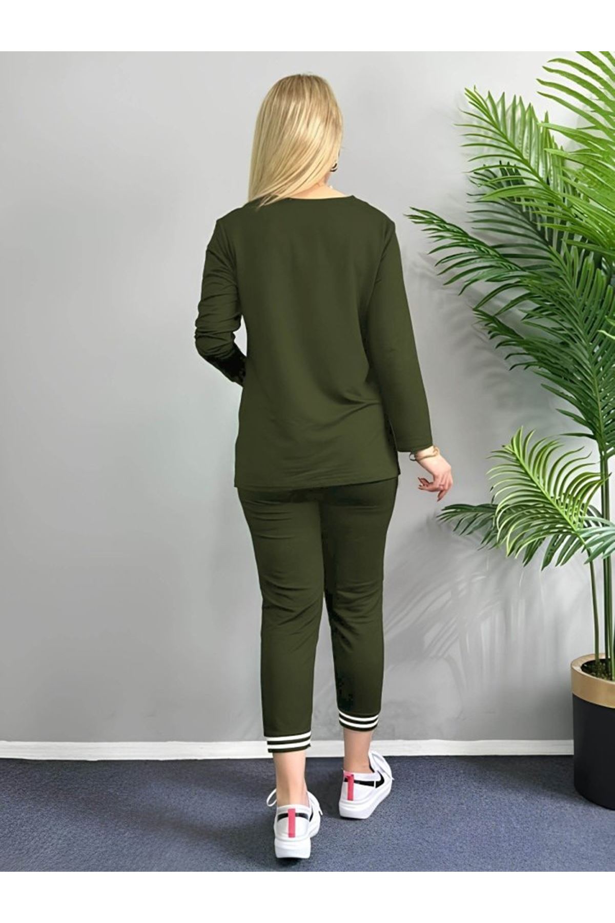 Kadın Uzun Kollu Ribana Detay Viskon Iki Iplik Ikili Takım