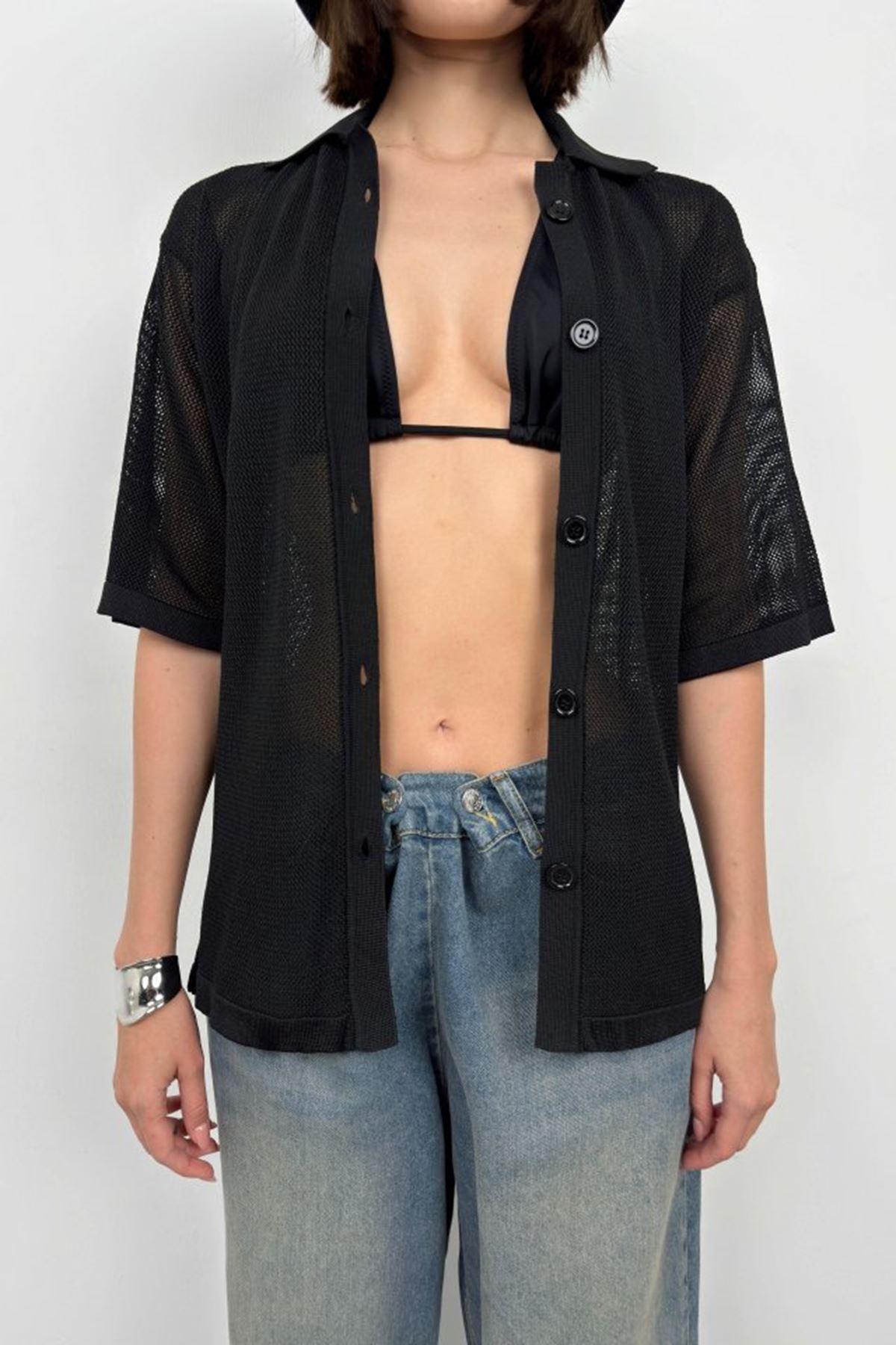 Polo Yaka Fileli Bluz