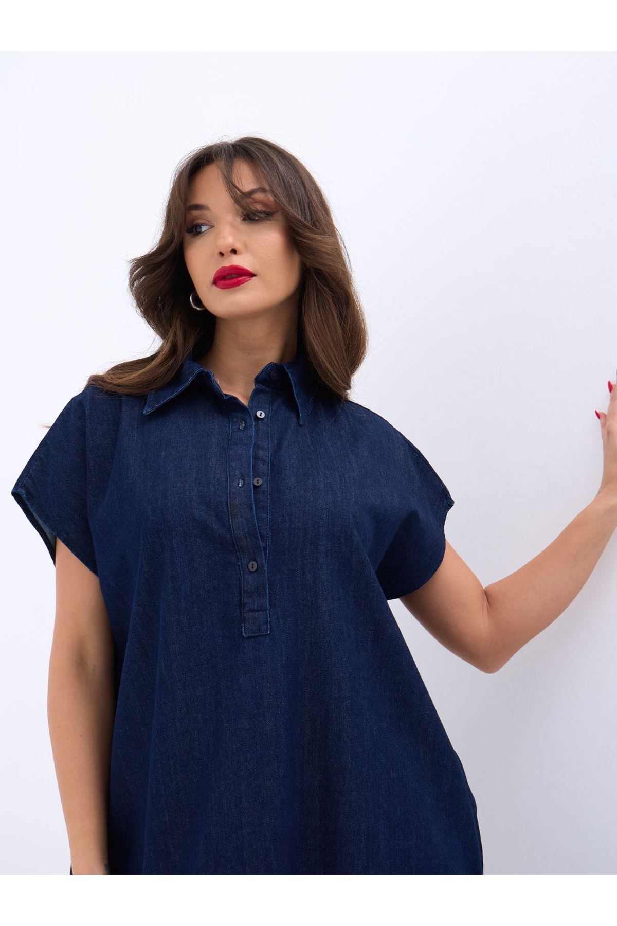 7348 KOT ELBİSE-MAVİ