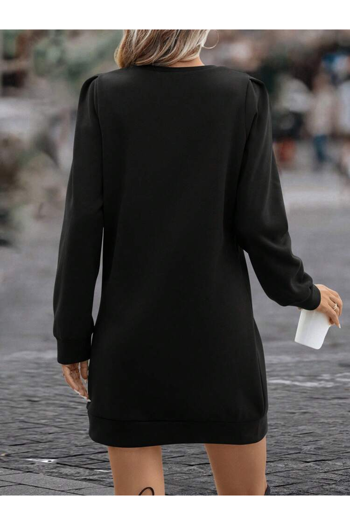 Kadın Uzun Kollu Bisiklet Yaka Iki Iplik Elbise