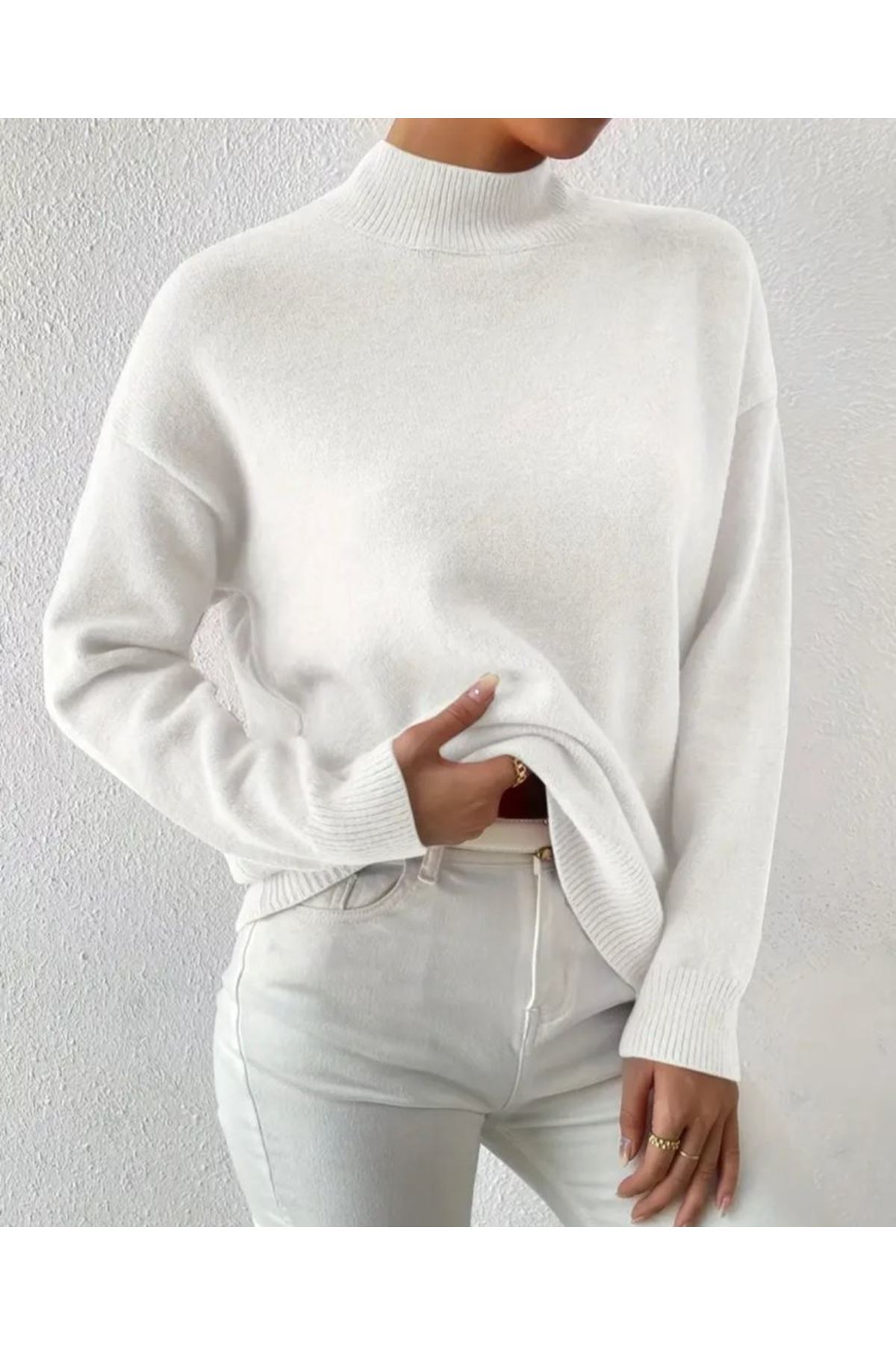 Kadın Uzun Kollu Balıkçı Yaka Triko Bluz