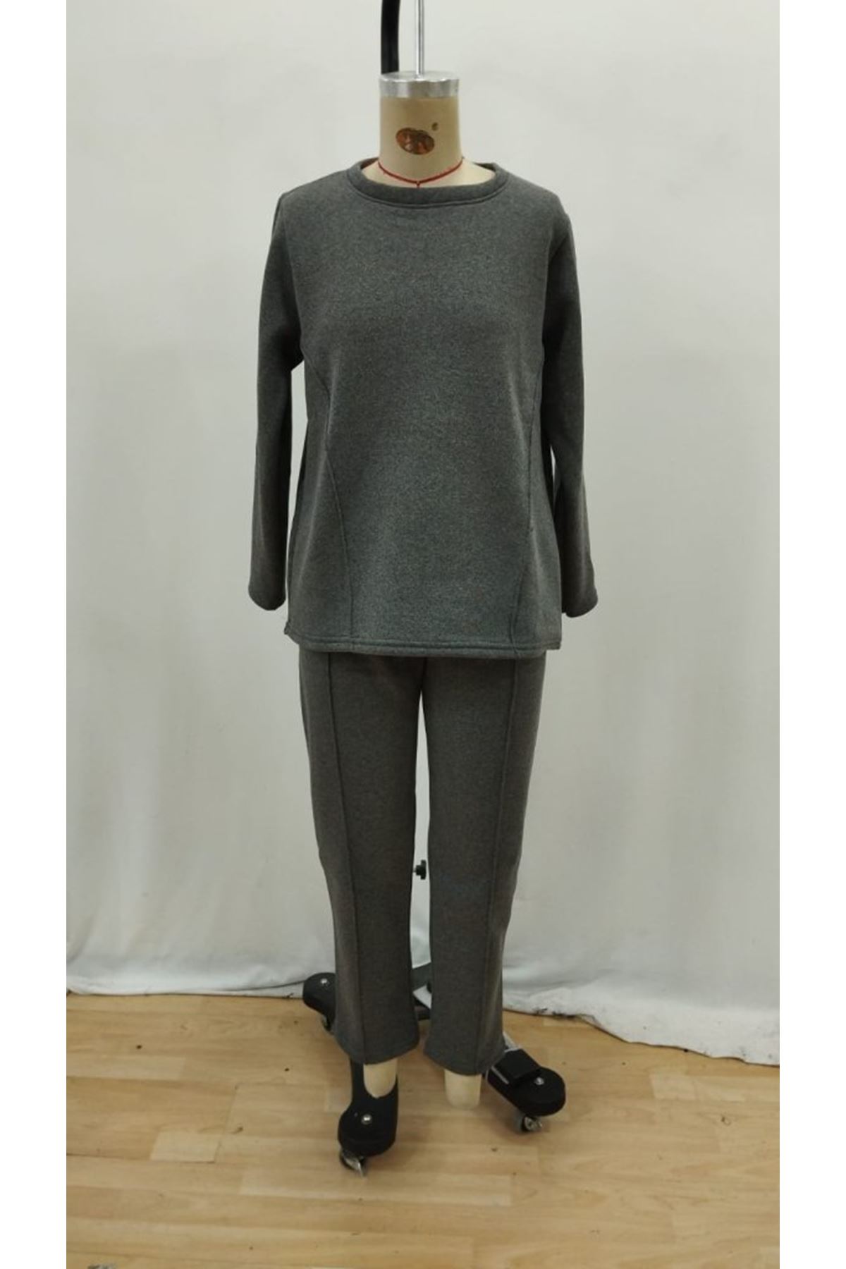 Kadın Uzun Kollu Yanları Nervurlu Viskon Iki Iplik Ve Pantolon Ikili Takım