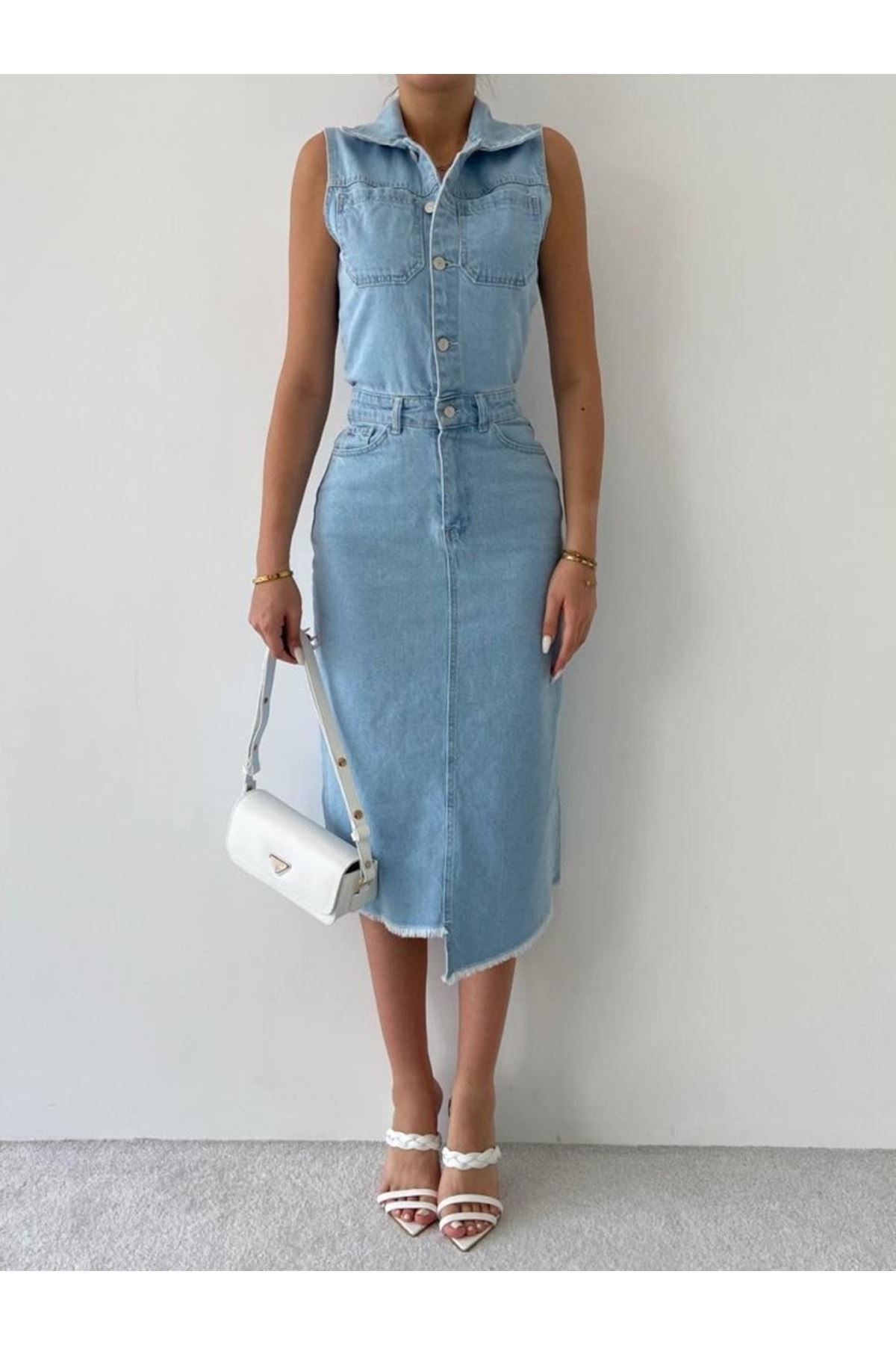 Meldia Jean Sıfır Kollu Elbise