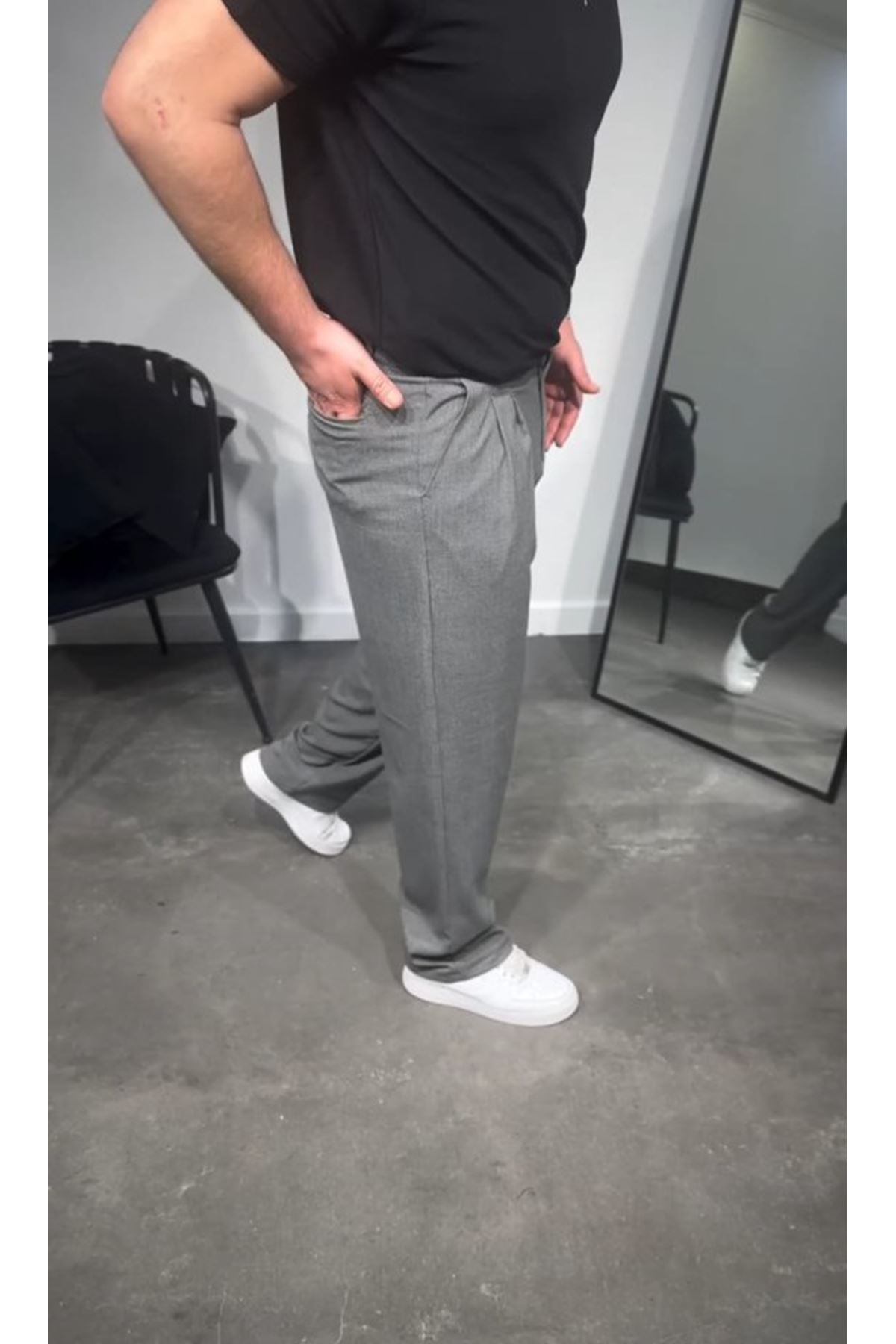 Erkek Pileli Kumaş Baggy Pantolon