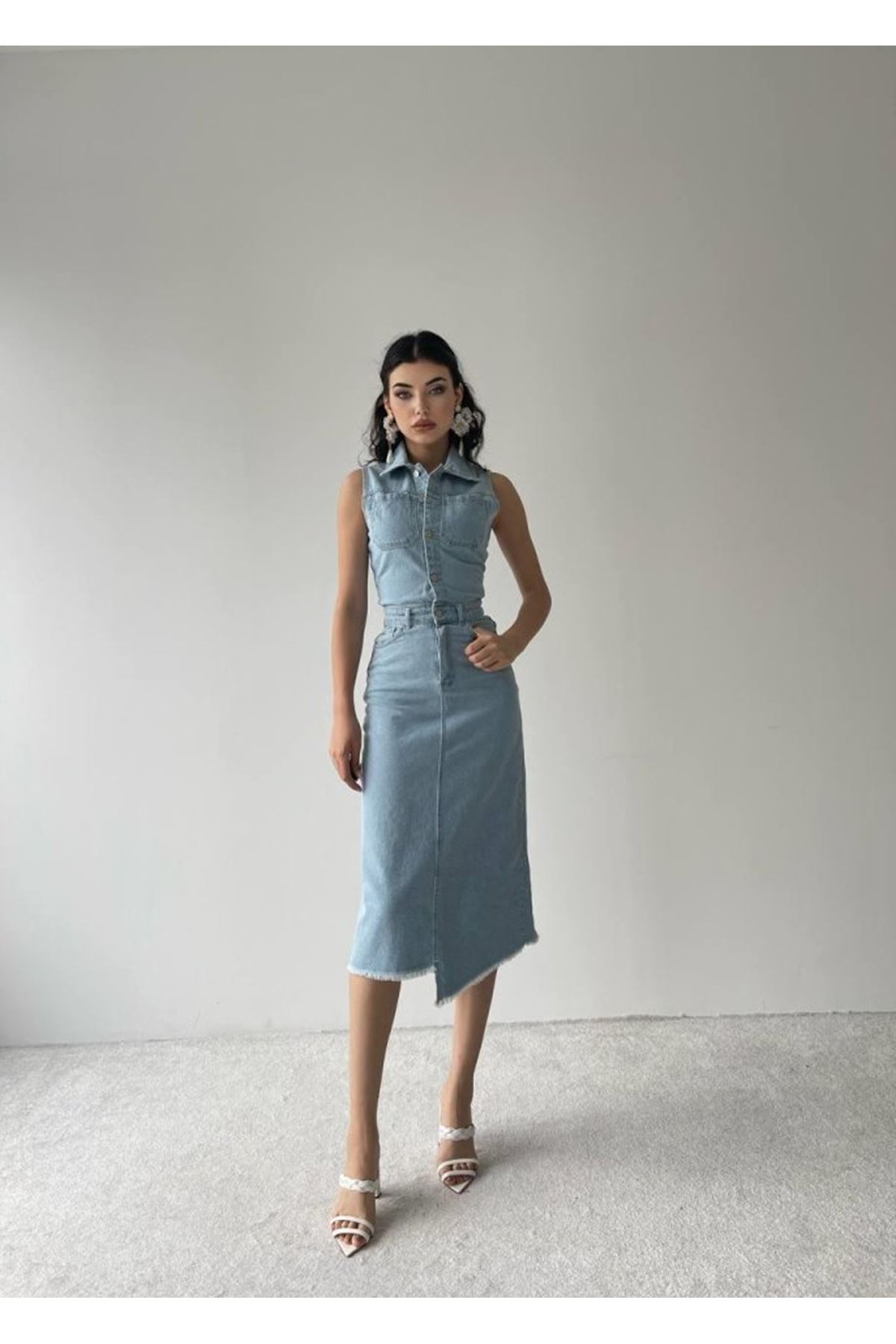 Meldia Jean Sıfır Kollu Elbise