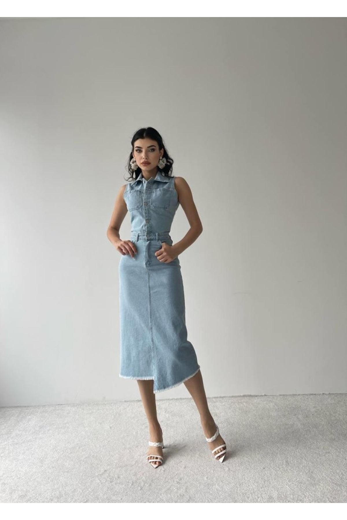 Meldia Jean Sıfır Kollu Elbise