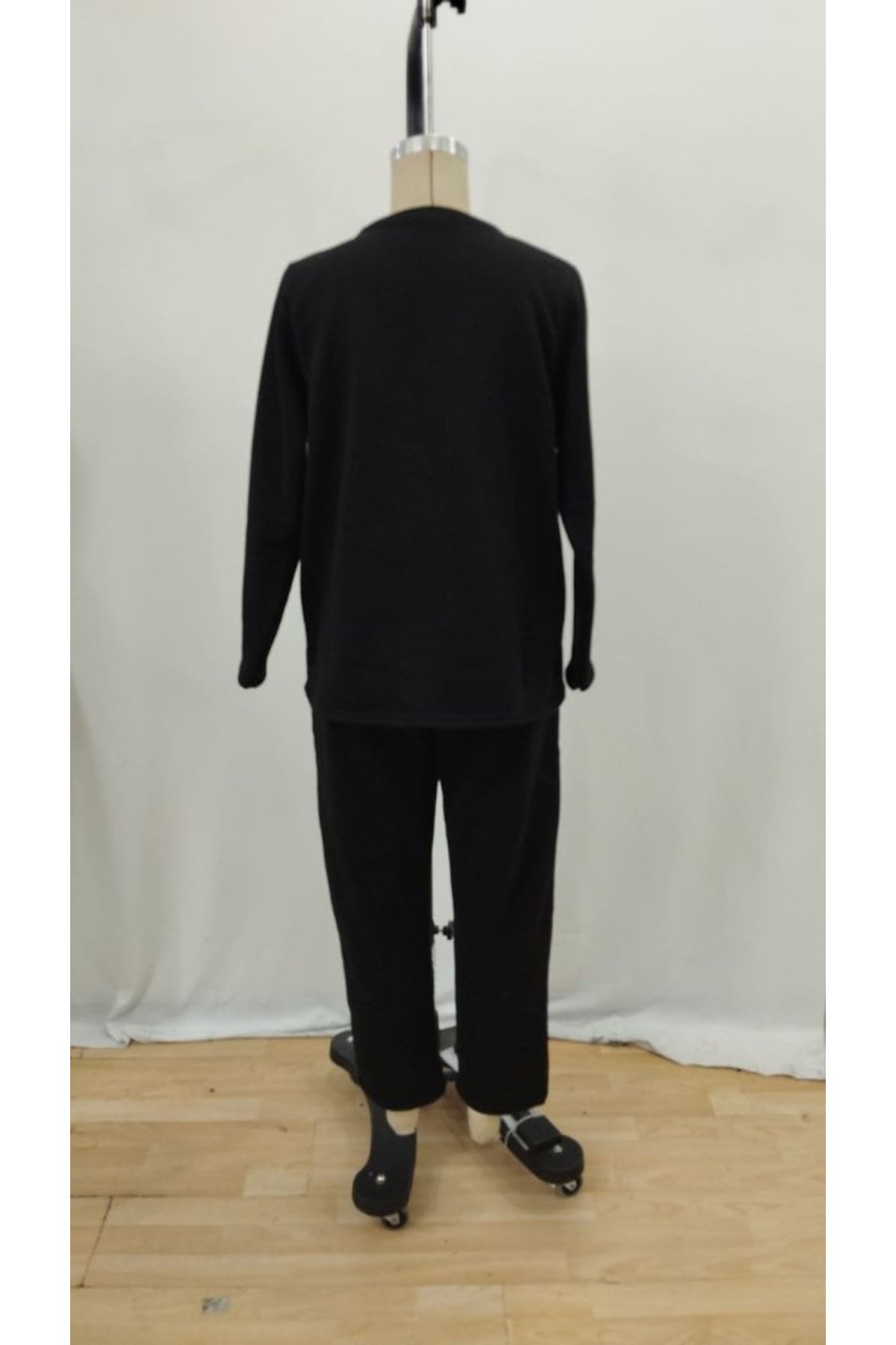 Kadın Uzun Kollu Yanları Nervurlu Viskon Iki Iplik Ve Pantolon Ikili Takım