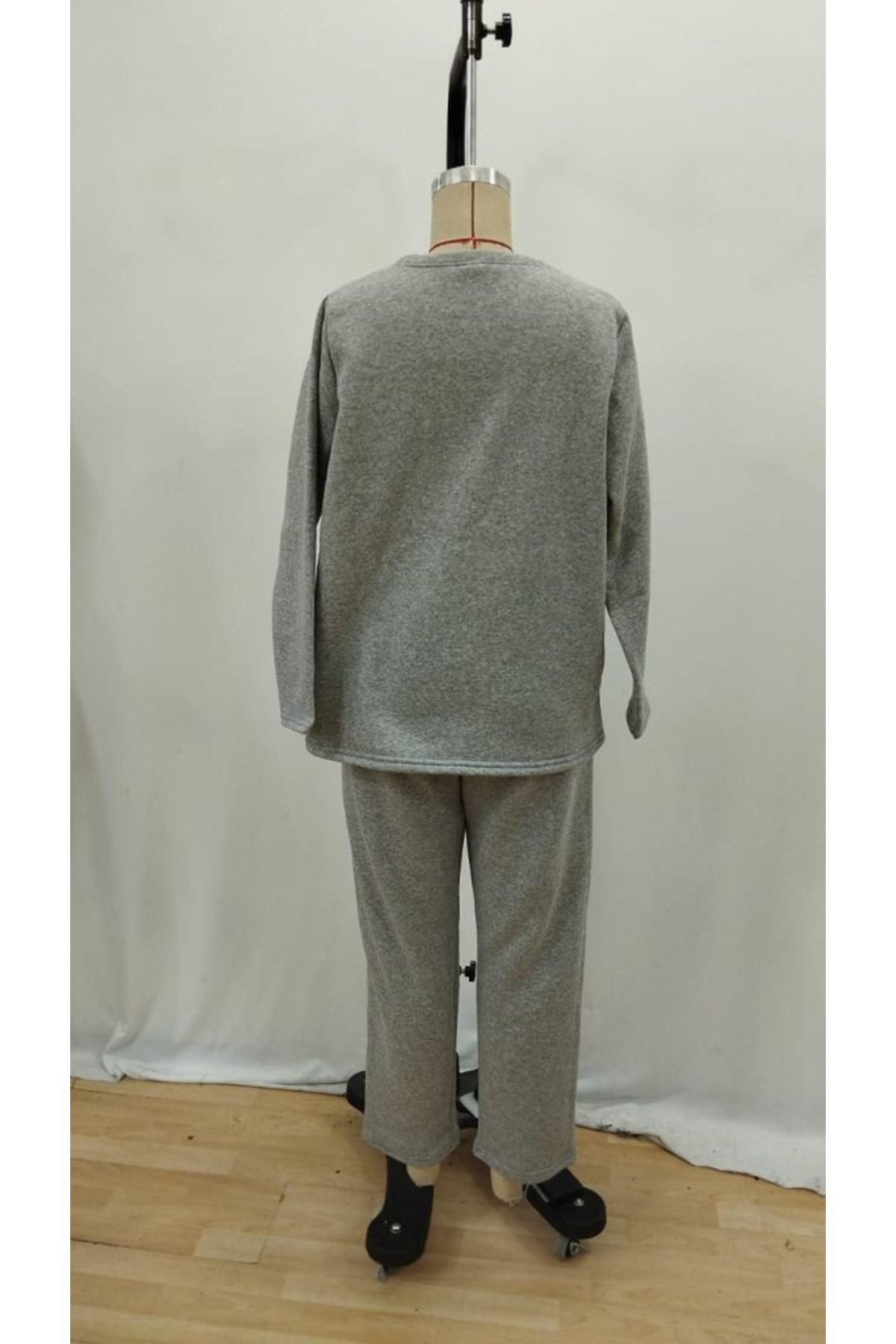 Kadın Uzun Kollu Yanları Nervurlu Viskon Iki Iplik Ve Pantolon Ikili Takım