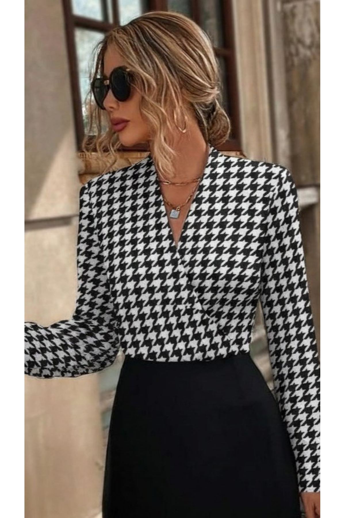 Kadın Uzun Kollu Kruvaze Yakalı üst Dalgıç Alt Ithal Krep Mini Elbise