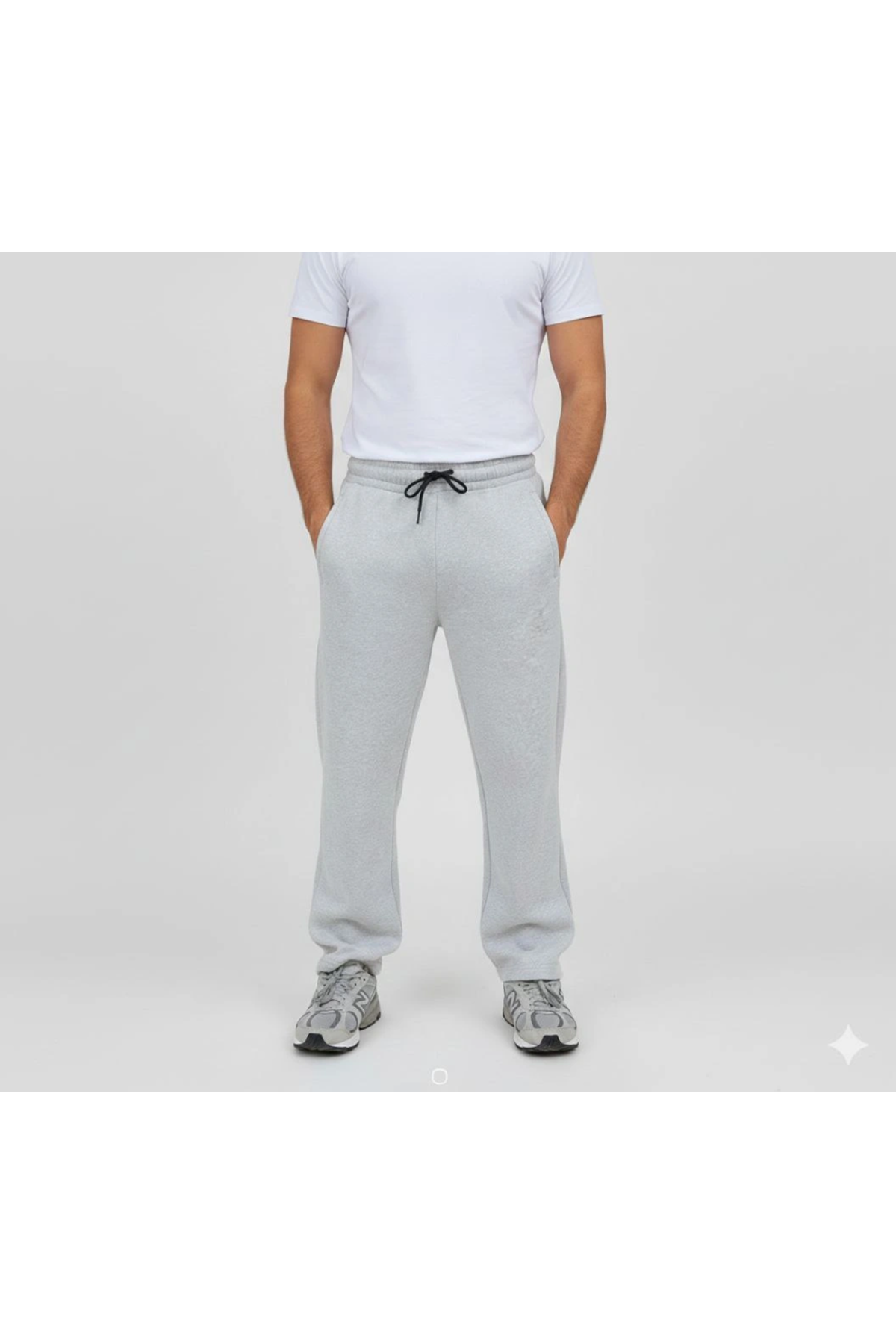 Erkek Üç Iplik Kışlık Pamuklu Ovarsize Bağcıklı Düz Paça Cepli Eşofman Altı Spor Rahat Model - Gri