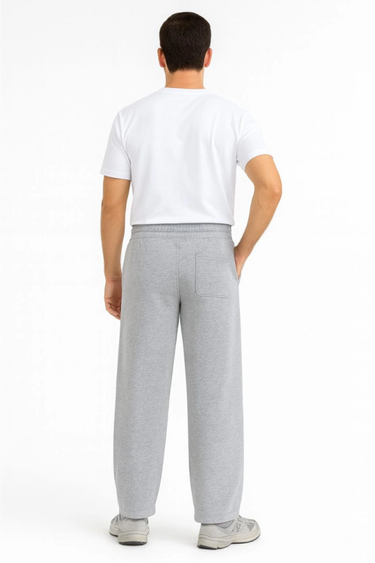 Erkek Üç Iplik Kışlık Pamuklu Ovarsize Bağcıklı Düz Paça Cepli Eşofman Altı Spor Rahat Model - Gri