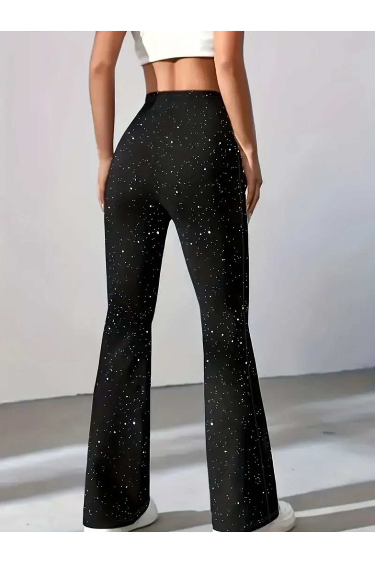 Kadın Yüksek Bel Taşlı Dalgıç Tayt