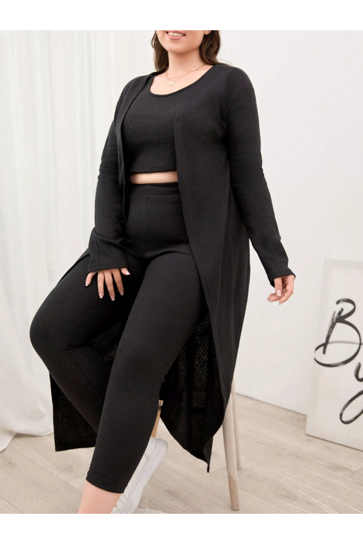 Kadın Uzun Kollu Hırka Atlet Ve Eşofman Yün Viskon üçlü Takım