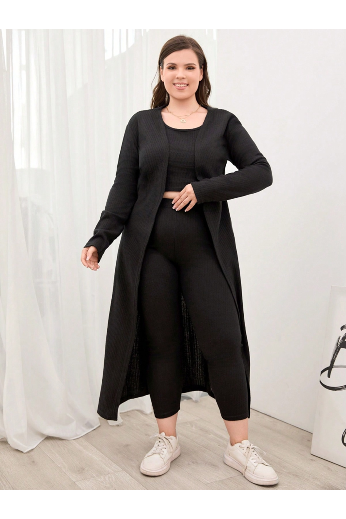 Kadın Uzun Kollu Hırka Atlet Ve Eşofman Yün Viskon üçlü Takım