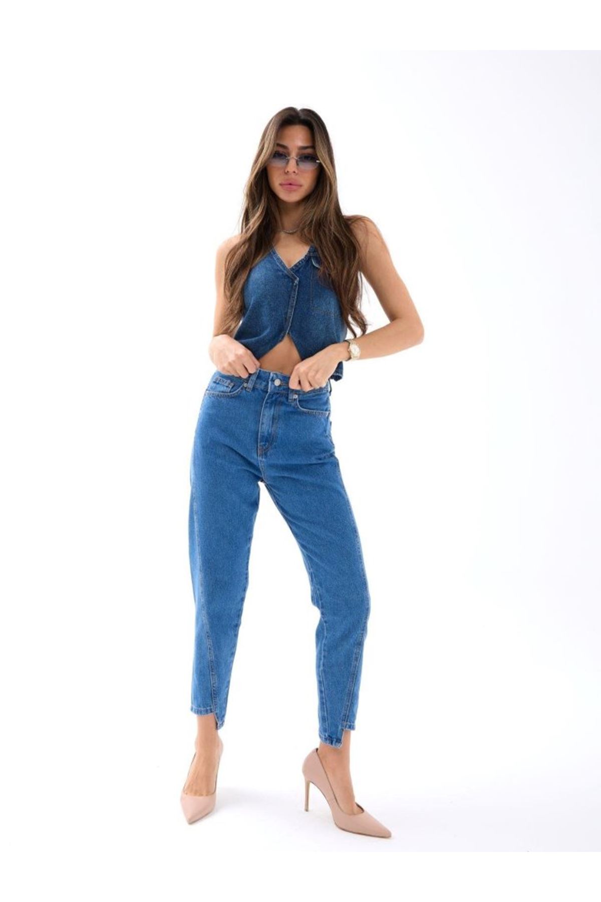 5682 KOT PANTOLON-KOYU MAVİ