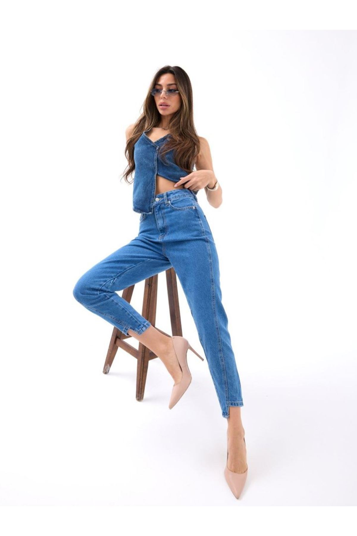 5682 KOT PANTOLON-KOYU MAVİ