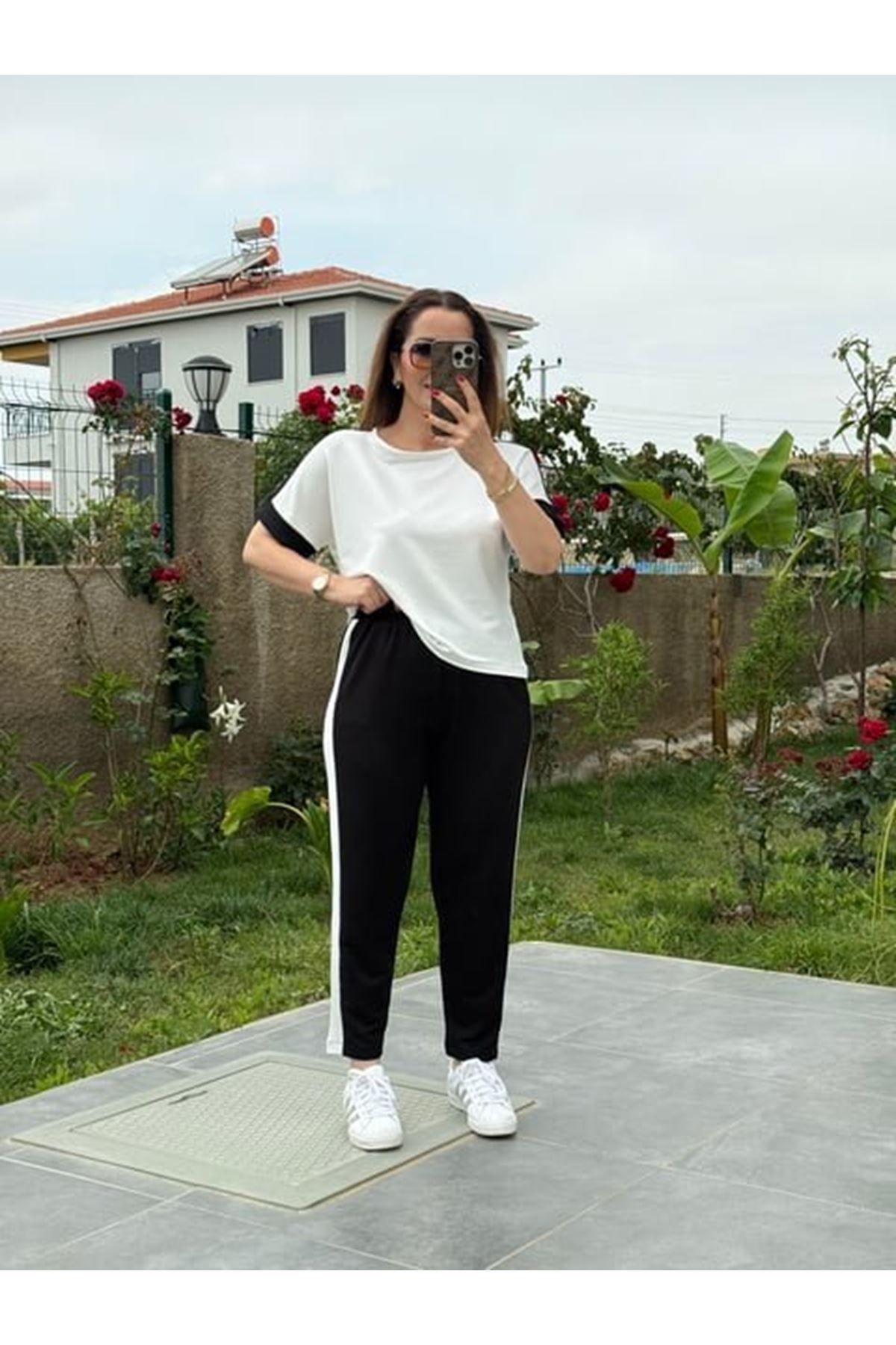 Kadın Modal Dokulu Kumaş Yanı şeritli Takım