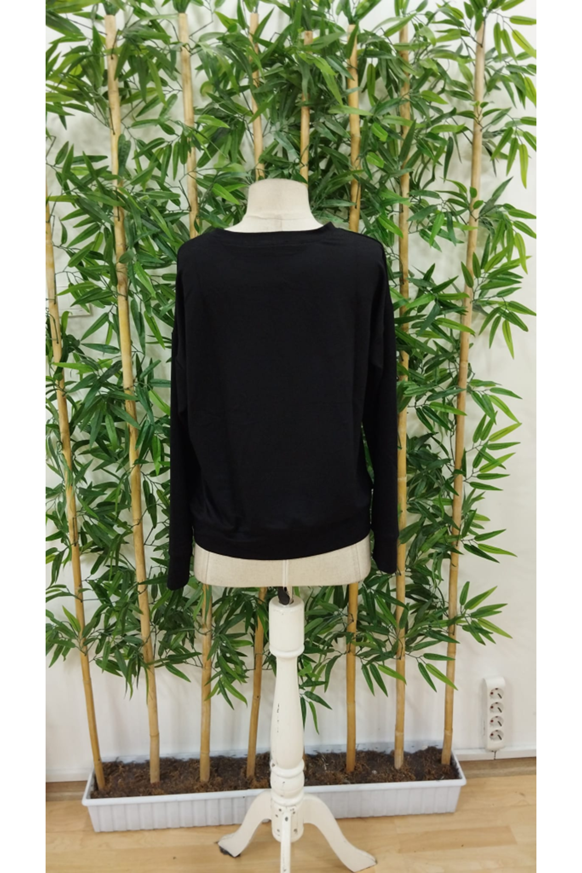 Kadın Uzun Kollu Bisiklet Yaka Desenli Viskon Iki Iplik Bluz