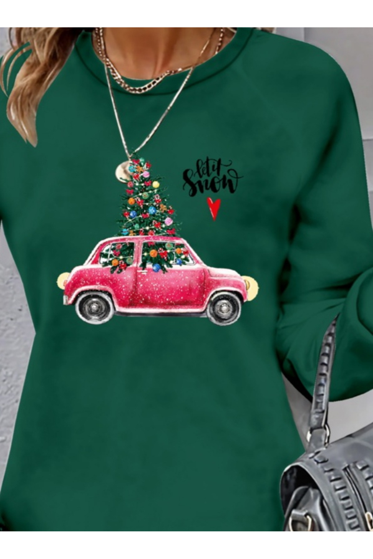 Kadın Uzun Kollu Bisiklet Yaka Desenli Viskon Iki Iplik Elbise