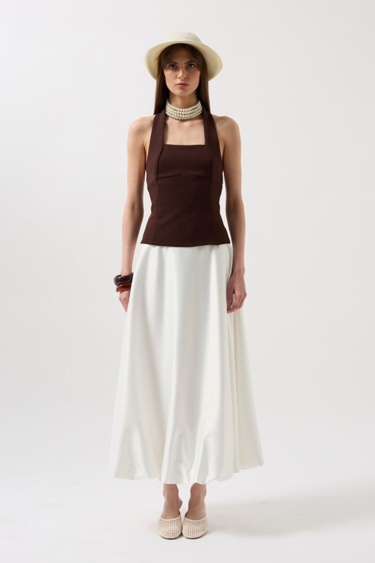 Kalın Askılı Crop Bluz