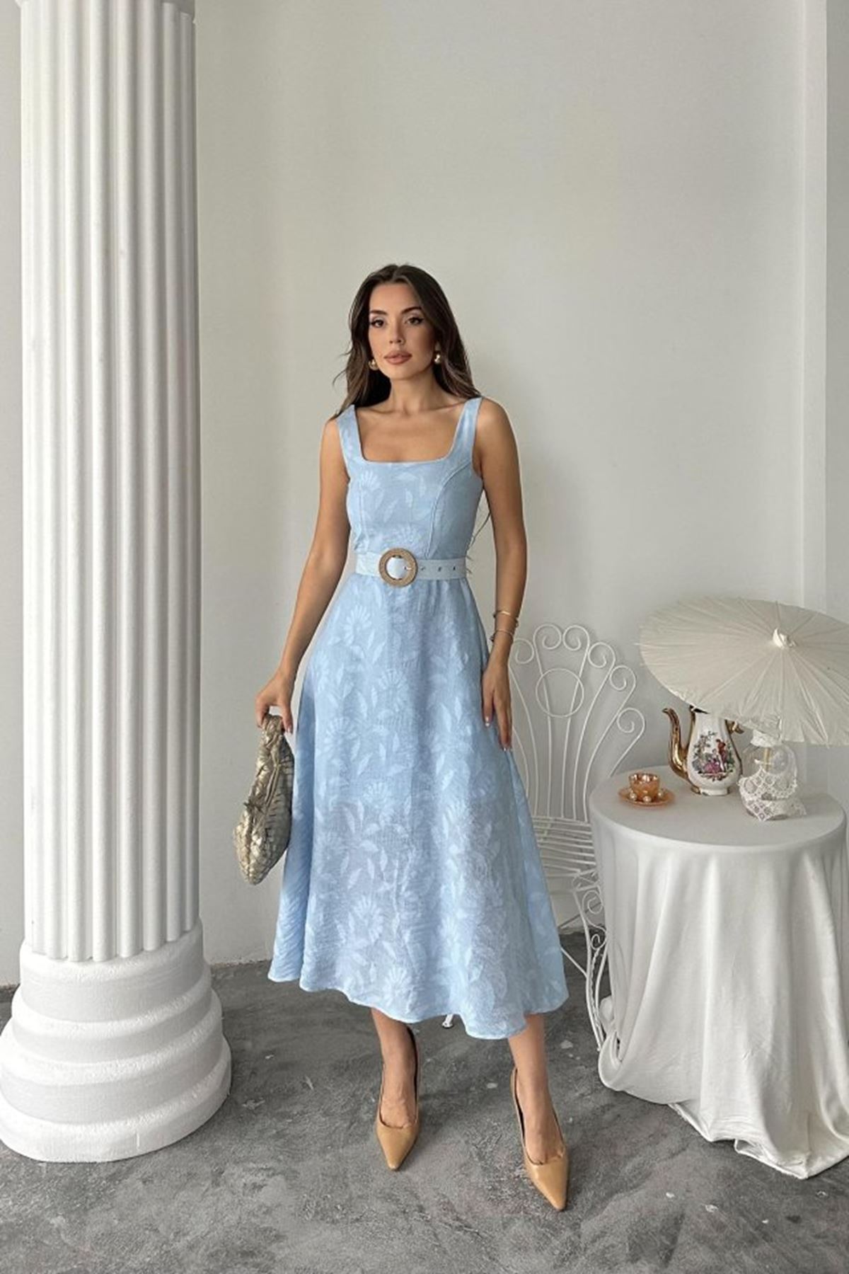 Bebe Mavi Kuplu Uzun Elbise