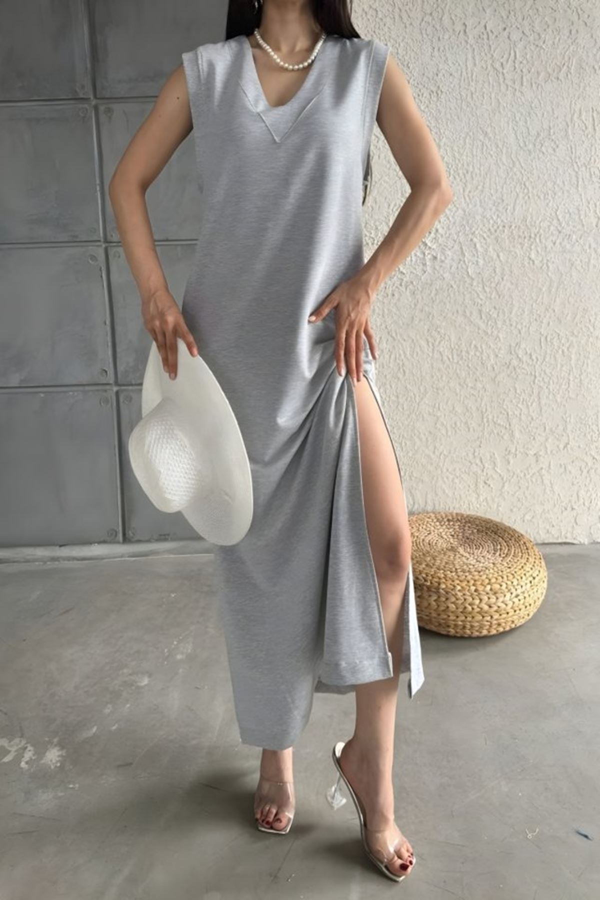 V Yaka Cepli Elbise