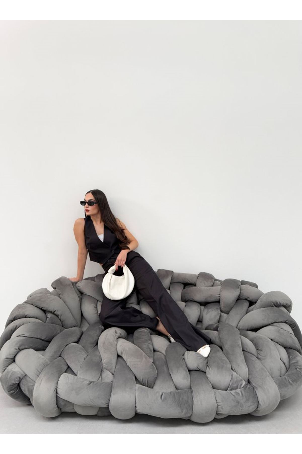 Toskana Keten Kruvaze Yaka Tek Düğmeli̇ Yelek Pantolon Takim