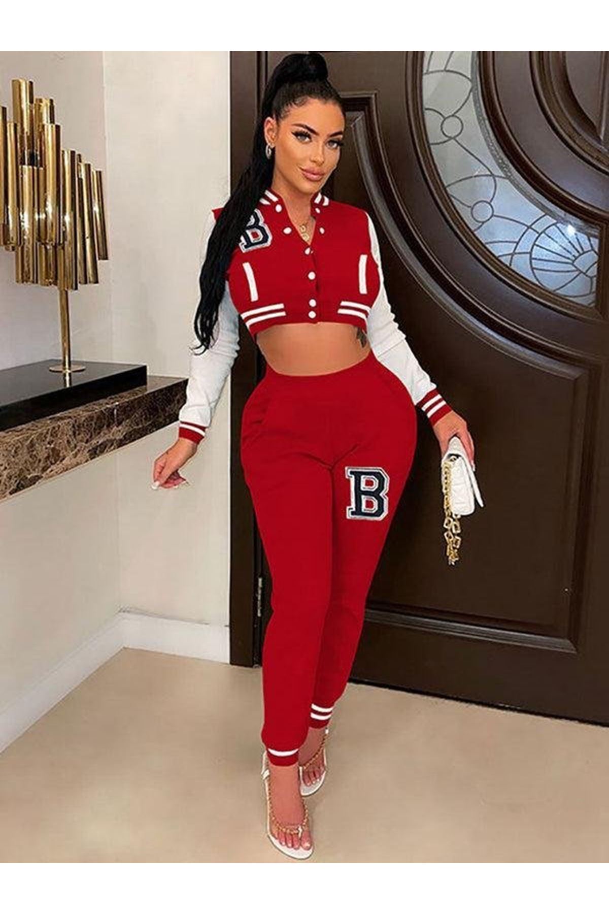 Kadın Uzun Kollu Hakim Yaka önden Düğmeli Ceket Pantolon şardonlu Iki Iplik Ikili Takım